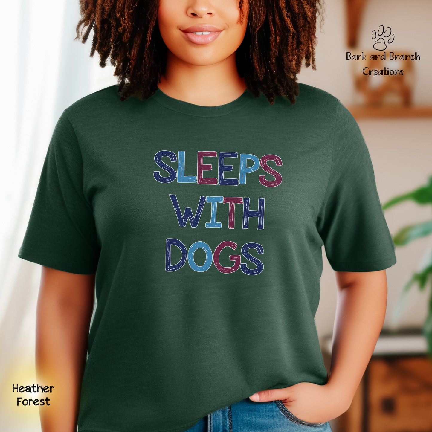 Sleeps With Dogs Soft T-Shirt | Funny Dog Mom Tee | Dog Dad Shirt | Dog Lover Gift | Support Rescue Efforts