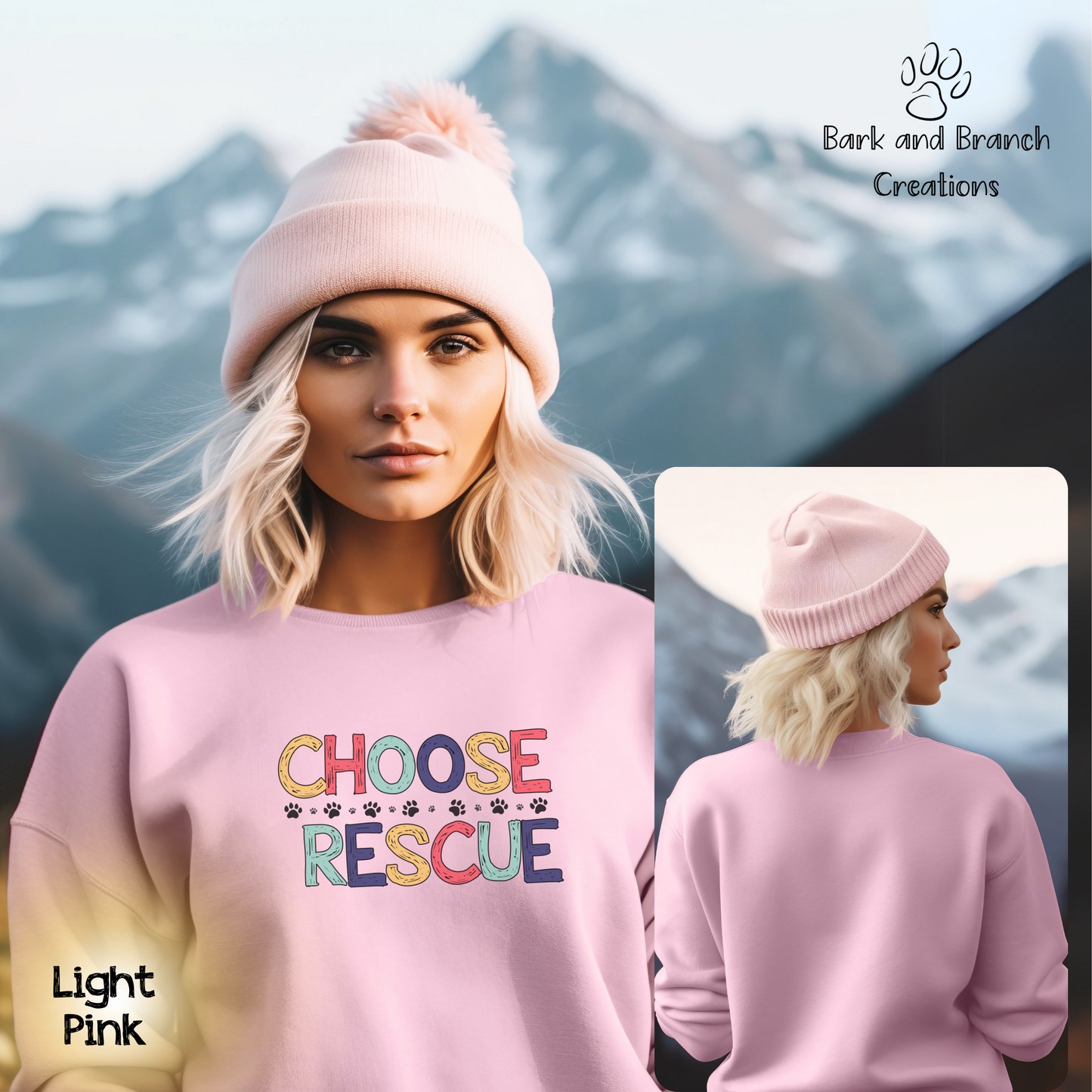 Choose Rescue Unisex Crewneck Sweatshirt | Support Animal Rescue | Dog Mom Dad Gift | Cat Lover Sweatshirt | Make a Difference!