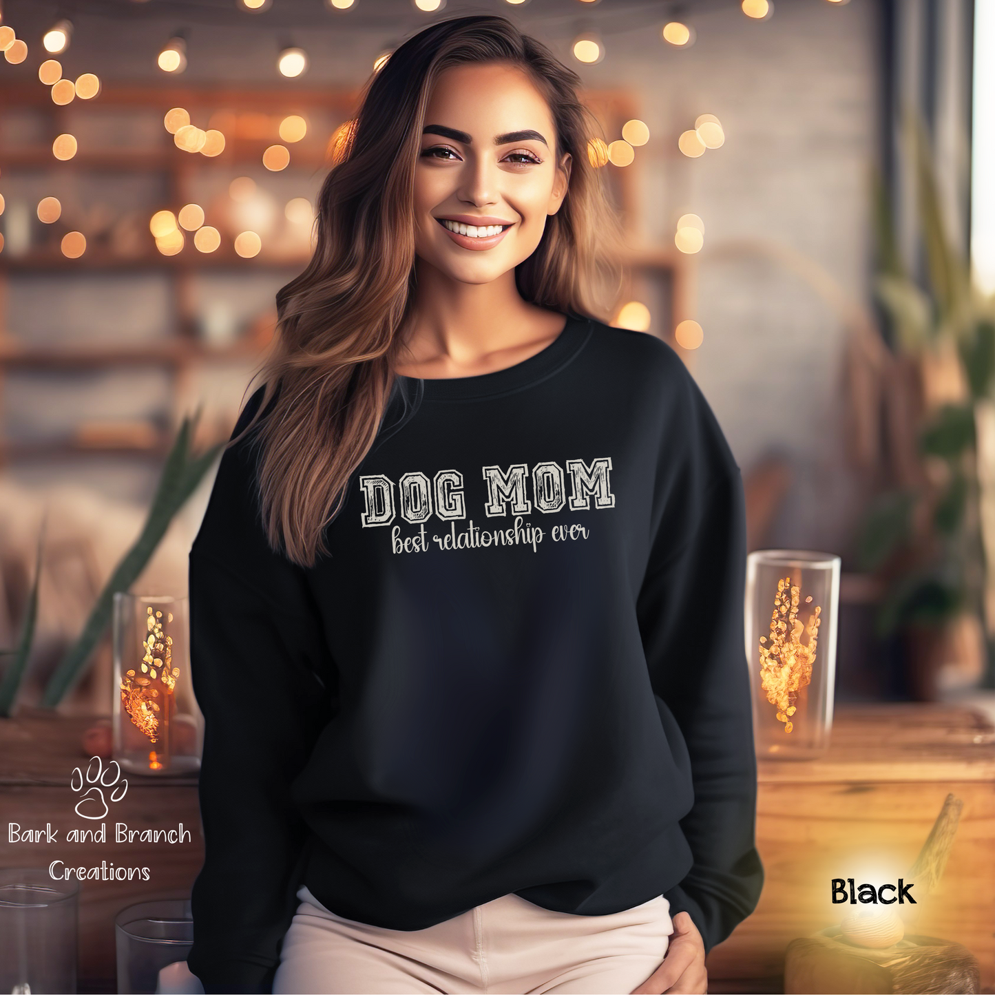 Dog Mom Best Relationship Ever Crewneck Sweatshirt | Mother’s Day Gift | Dog Lover | Support Rescue Efforts