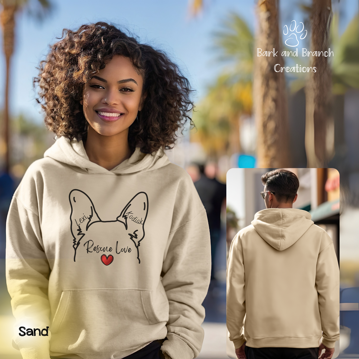 Rescue Love German Shepherd Hoodie | Rescue Dog | Dog Mom | Dog Dad | Dog Lover Gift | Adopt Hooded Sweatshirt | Support Rescue Efforts