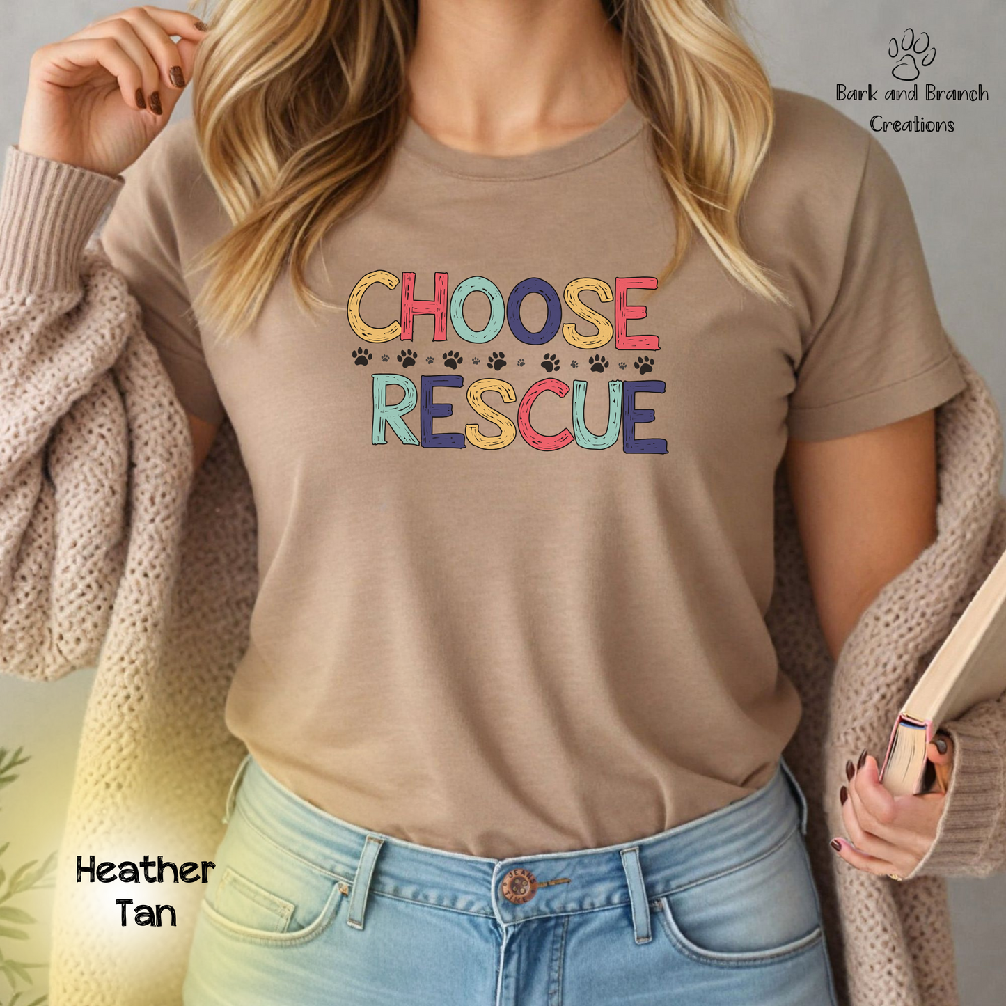 Choose Rescue Unisex Short Sleeve Tee | Support Animal Rescue | Dog Mom Dad Gift | Cat Lover T-Shirt | Make a Difference!