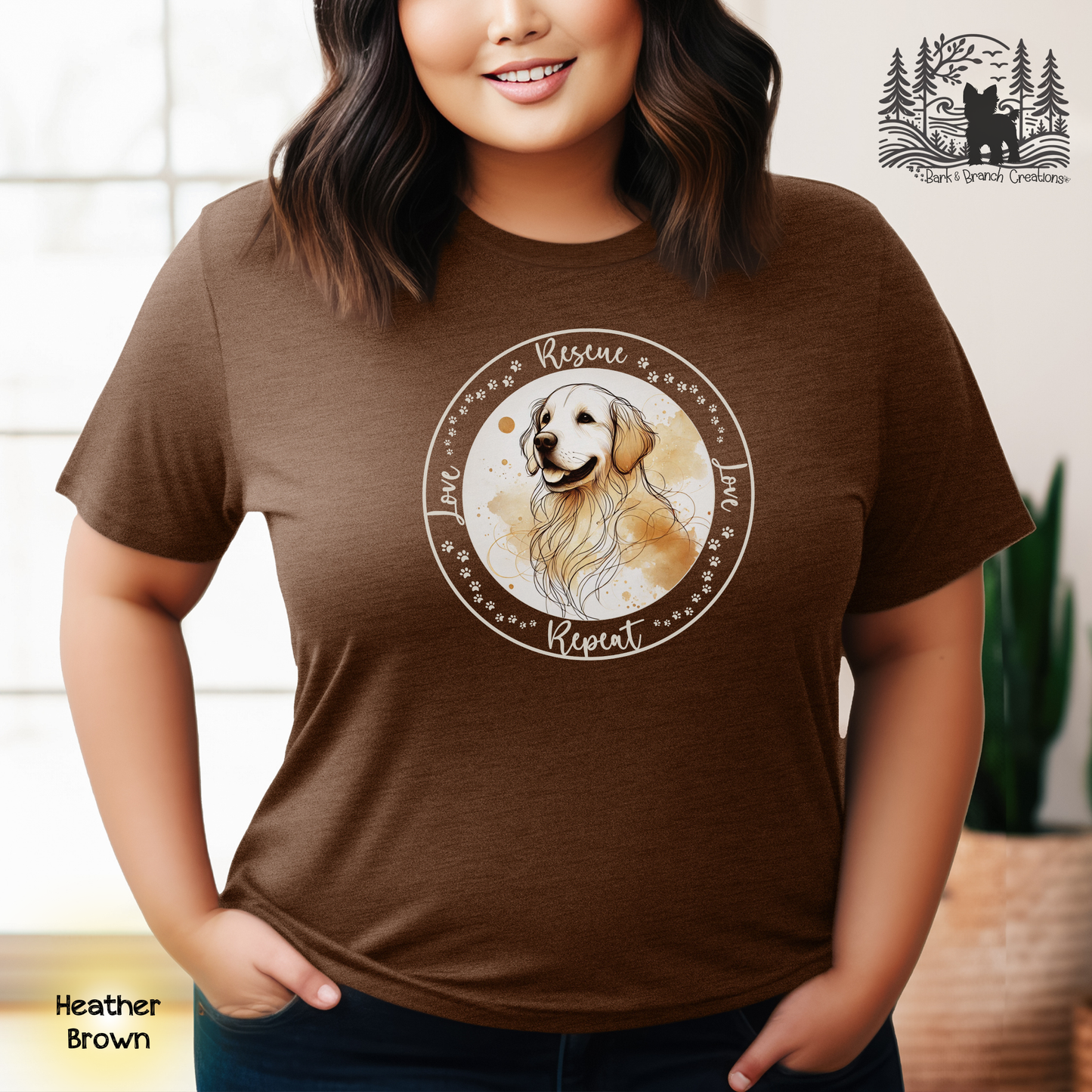 Rescue Love Repeat Soft T-Shirt | Variety of Breeds | Dog Mom Dad Gift | Dog Lover | Support Rescue Efforts