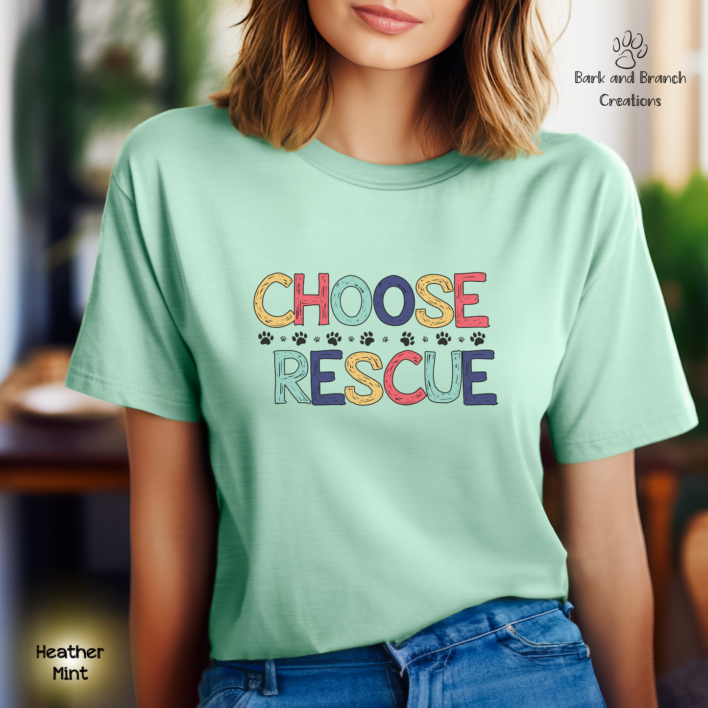 Choose Rescue Unisex Short Sleeve Tee | Support Animal Rescue | Dog Mom Dad Gift | Cat Lover T-Shirt | Make a Difference!