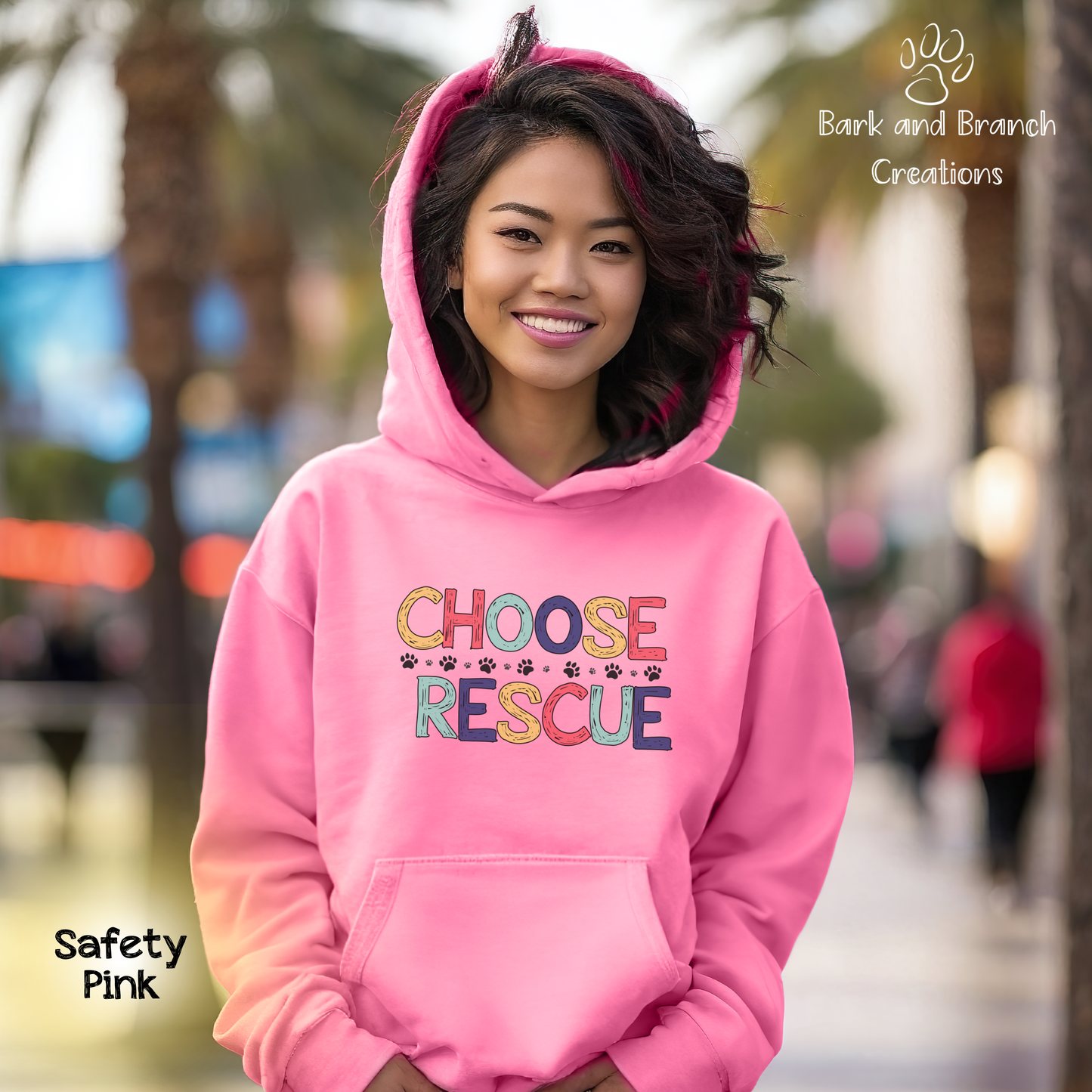 Choose Rescue Unisex Hooded Sweatshirt | Support Animal Rescue | Dog Mom Dad Gift | Cat Lover Hoodie | Make a Difference!