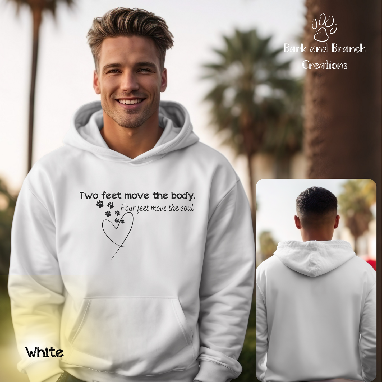 Two Feet Move the Body | Four Feet Move the Soul | Soft Hoodie | Dog Lover | Dog Mom | Dog Dad | Gift | Support Rescue Efforts