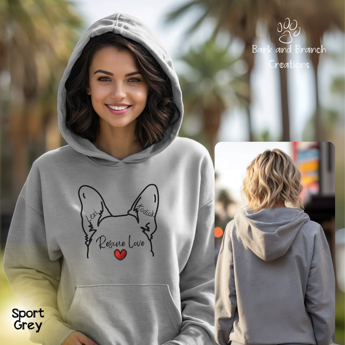 Rescue Love German Shepherd Hoodie | Rescue Dog | Dog Mom | Dog Dad | Dog Lover Gift | Adopt Hooded Sweatshirt | Support Rescue Efforts