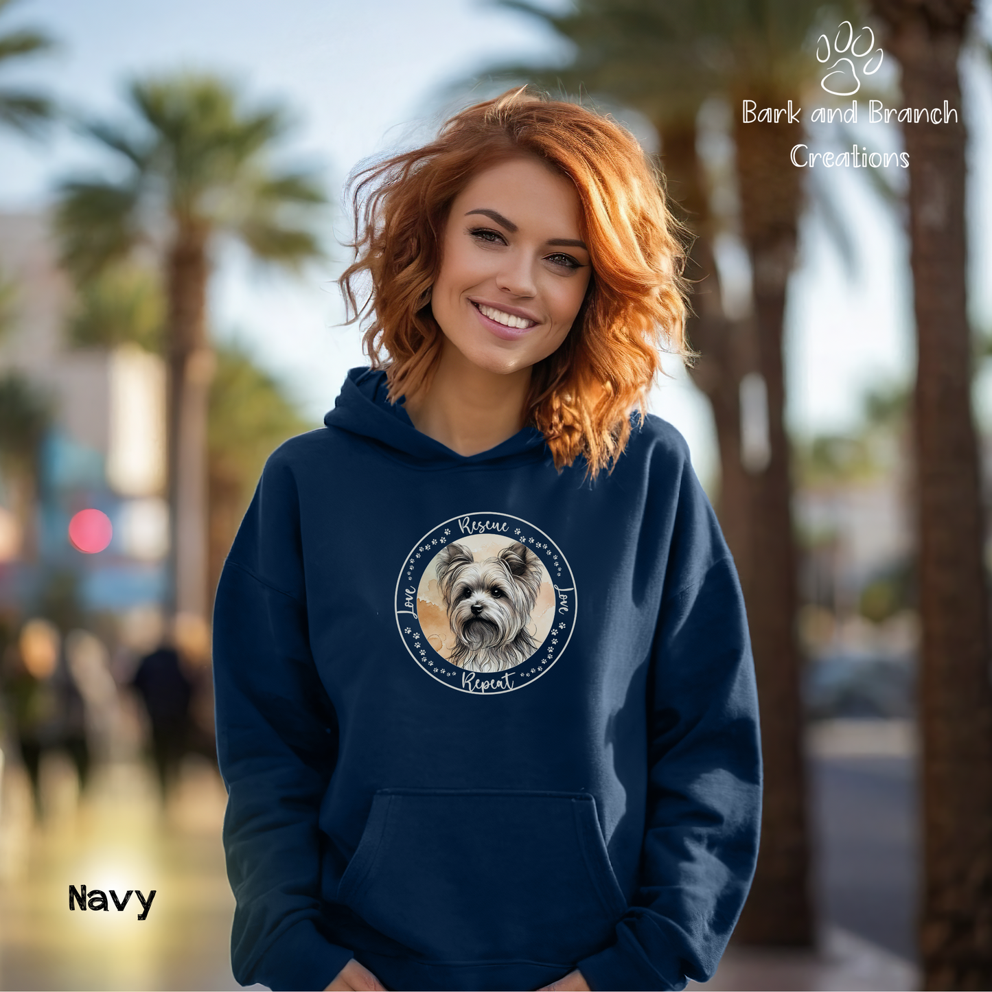 Rescue Love Repeat Hooded Sweatshirt Hoodie | Variety of Breeds | Dog Mom Dad Gift | Dog Lover | Support Rescue Efforts