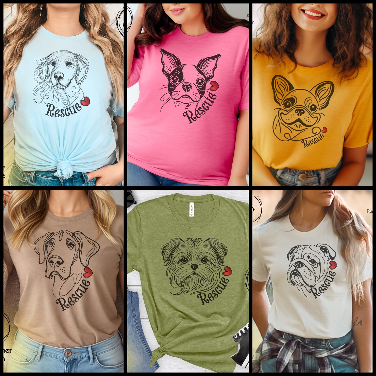 Rescue Dog Line Sketch T Shirt | Many Breed Choices | Perfect Soft T-Shirt Gift for Dog Lovers | Adopt Don’t Shop | Support Rescue Efforts