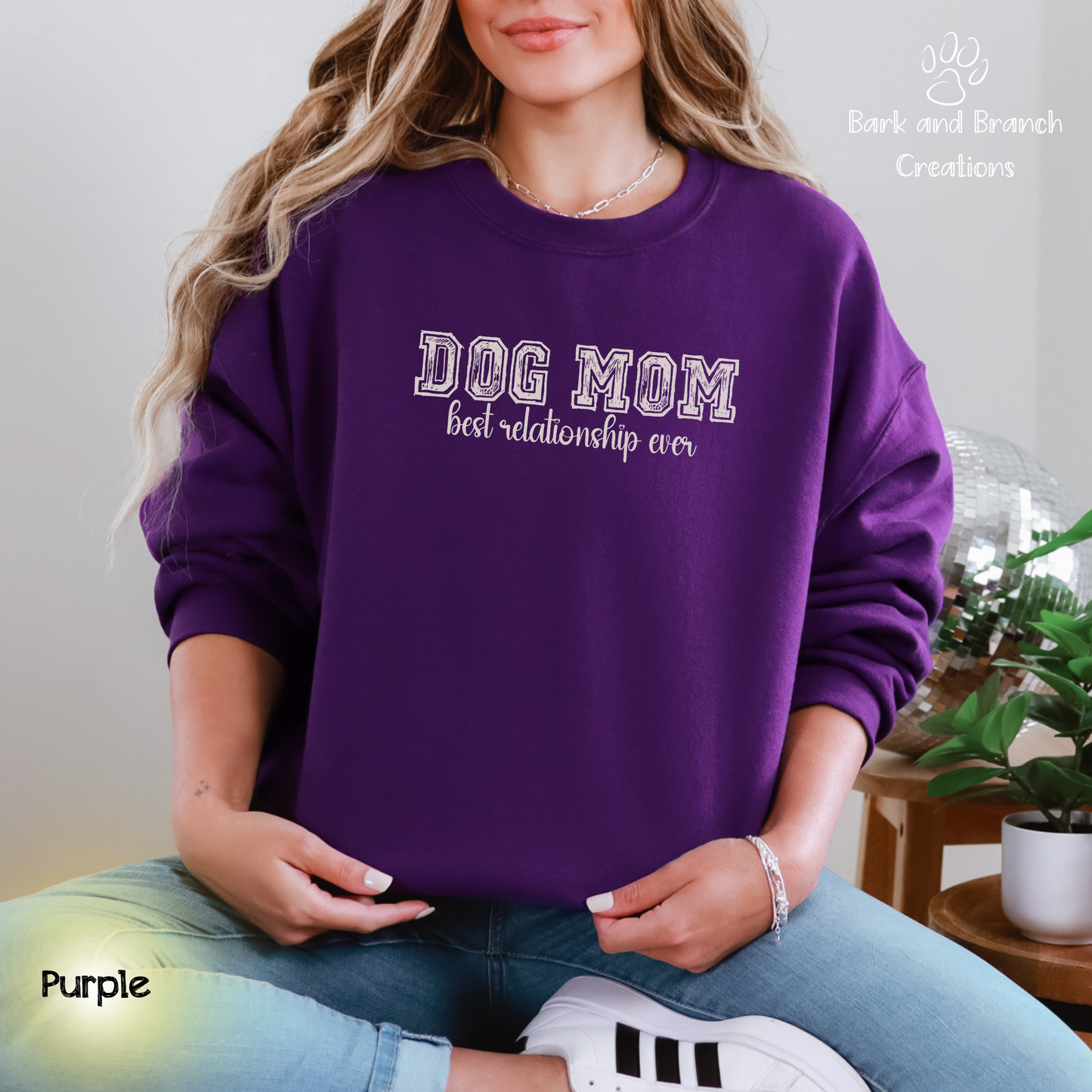 Dog Mom Best Relationship Ever Crewneck Sweatshirt | Mother’s Day Gift | Dog Lover | Support Rescue Efforts