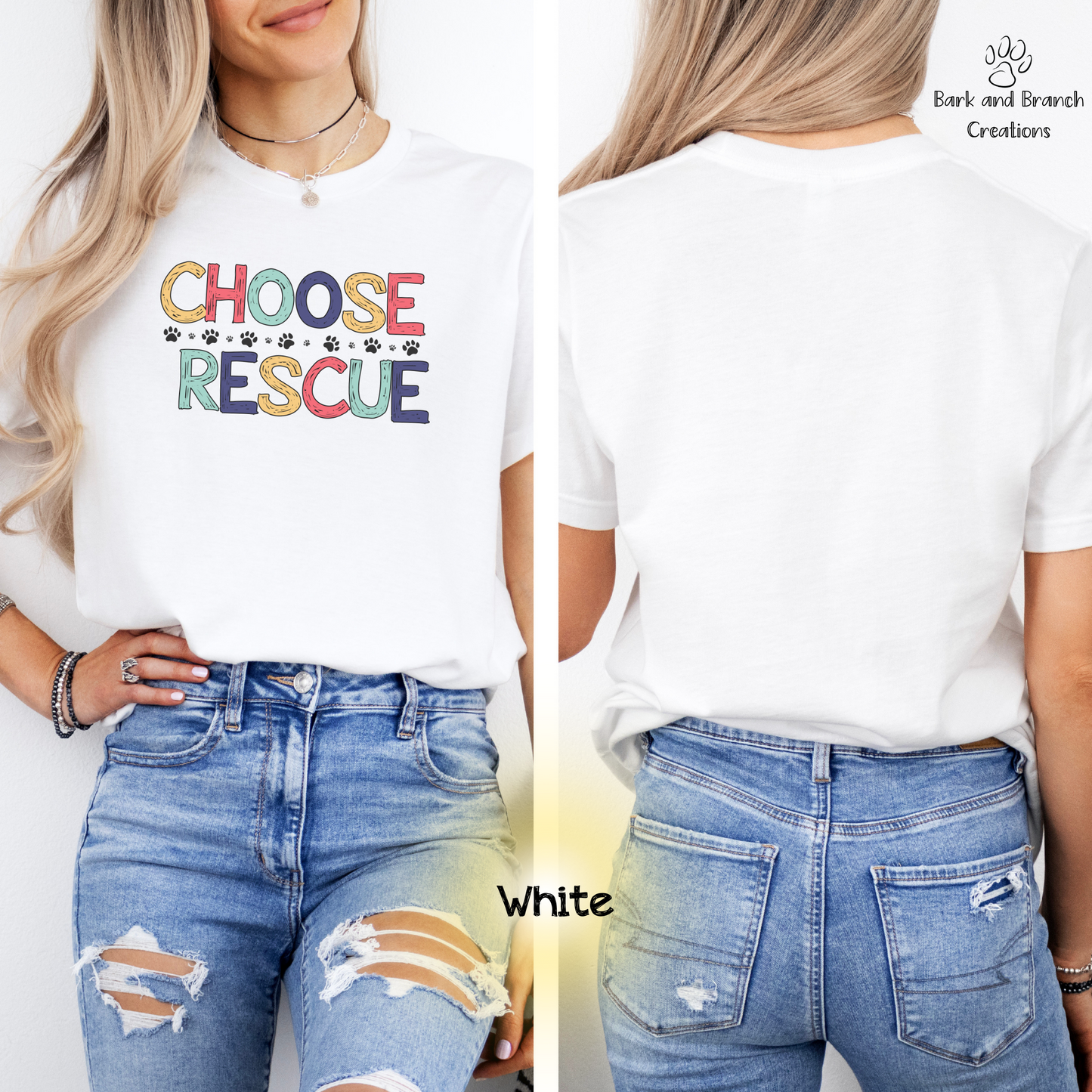 Choose Rescue Unisex Short Sleeve Tee | Support Animal Rescue | Dog Mom Dad Gift | Cat Lover T-Shirt | Make a Difference!