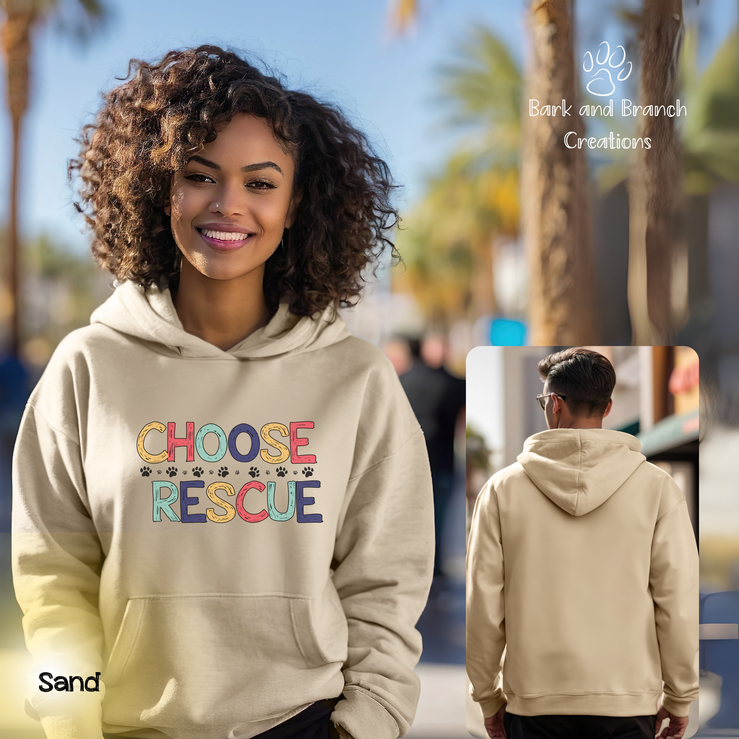 Choose Rescue Unisex Hooded Sweatshirt | Support Animal Rescue | Dog Mom Dad Gift | Cat Lover Hoodie | Make a Difference!