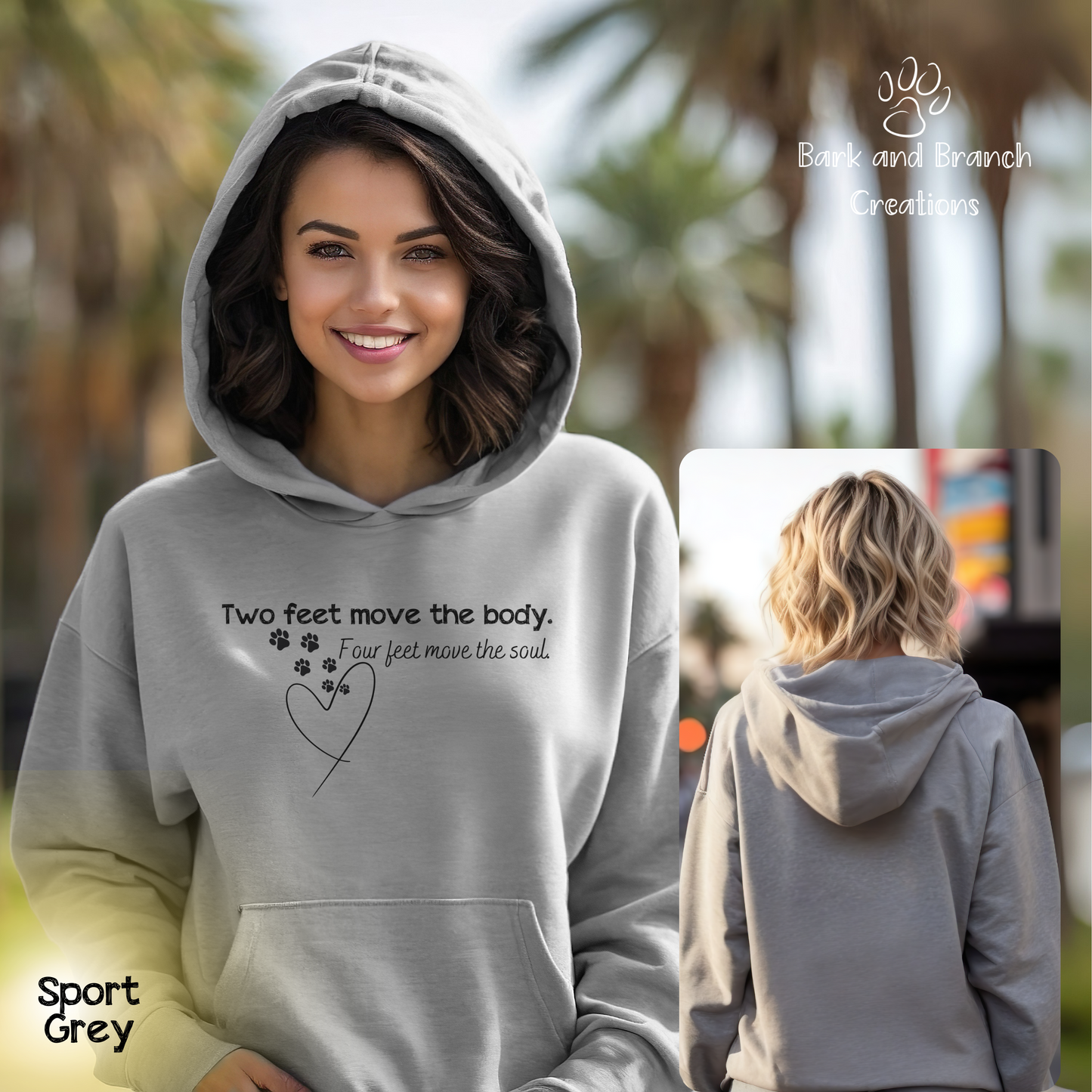 Two Feet Move the Body | Four Feet Move the Soul | Soft Hoodie | Dog Lover | Dog Mom | Dog Dad | Gift | Support Rescue Efforts