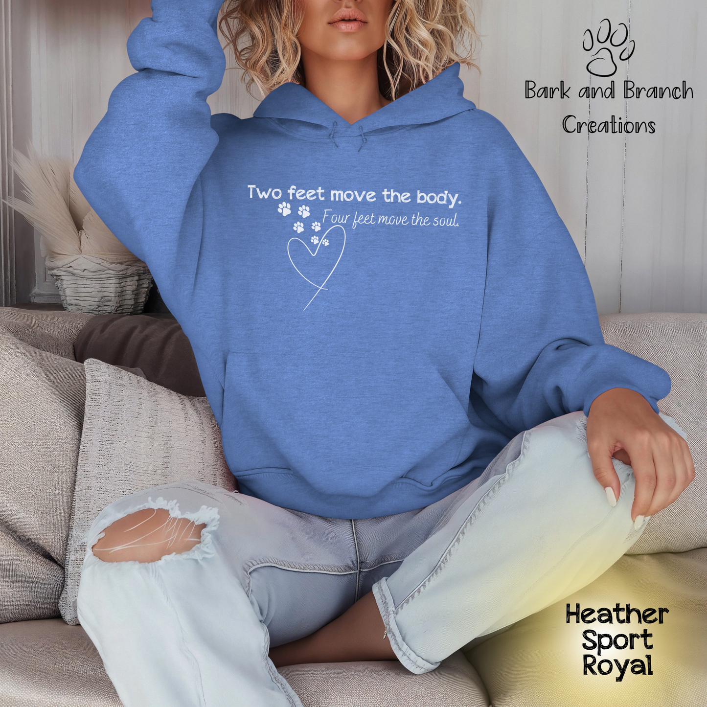 Two Feet Move the Body | Four Feet Move the Soul | Soft Hoodie | Dog Lover | Dog Mom | Dog Dad | Gift | Support Rescue Efforts