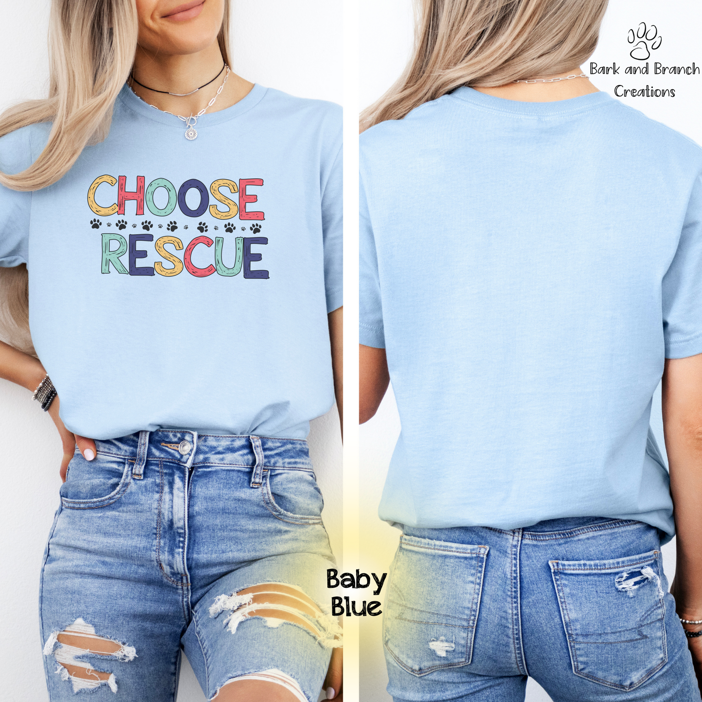 Choose Rescue Unisex Short Sleeve Tee | Support Animal Rescue | Dog Mom Dad Gift | Cat Lover T-Shirt | Make a Difference!