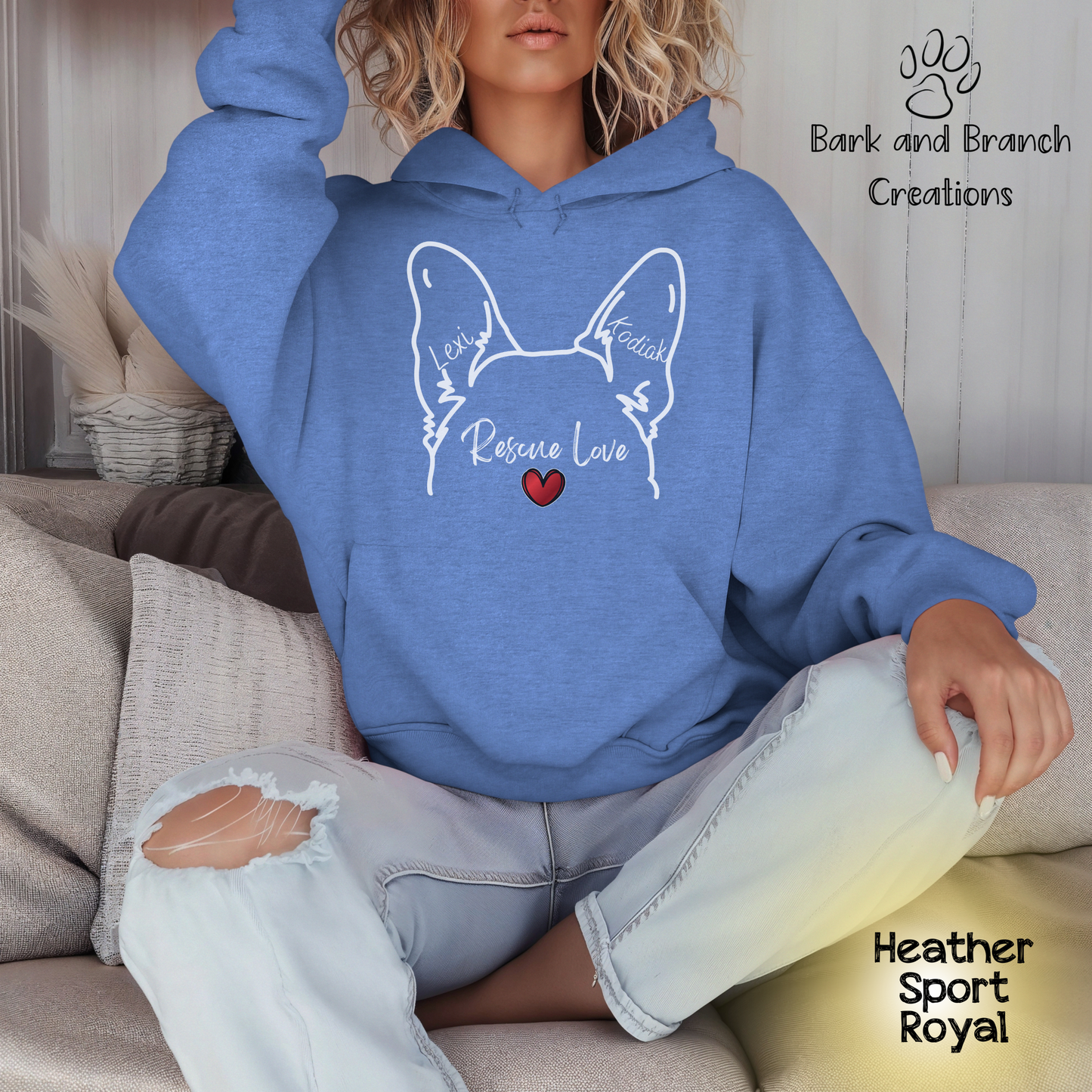 Rescue Love German Shepherd Hoodie | Rescue Dog | Dog Mom | Dog Dad | Dog Lover Gift | Adopt Hooded Sweatshirt | Support Rescue Efforts