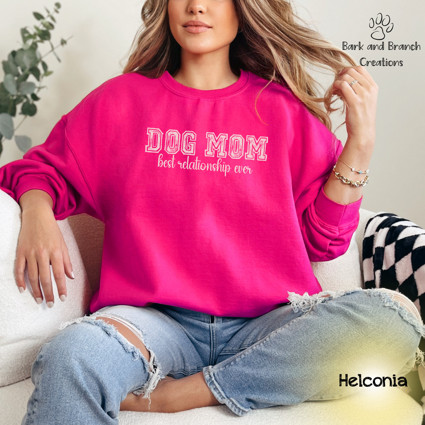 Dog Mom Best Relationship Ever Crewneck Sweatshirt | Mother’s Day Gift | Dog Lover | Support Rescue Efforts