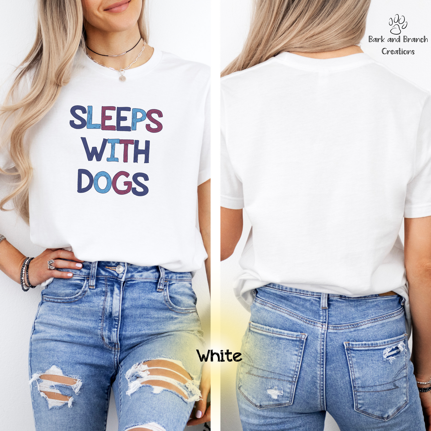 Sleeps With Dogs Soft T-Shirt | Funny Dog Mom Tee | Dog Dad Shirt | Dog Lover Gift | Support Rescue Efforts