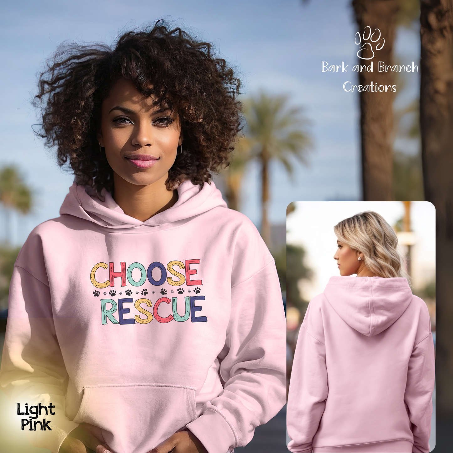 Choose Rescue Unisex Hooded Sweatshirt | Support Animal Rescue | Dog Mom Dad Gift | Cat Lover Hoodie | Make a Difference!