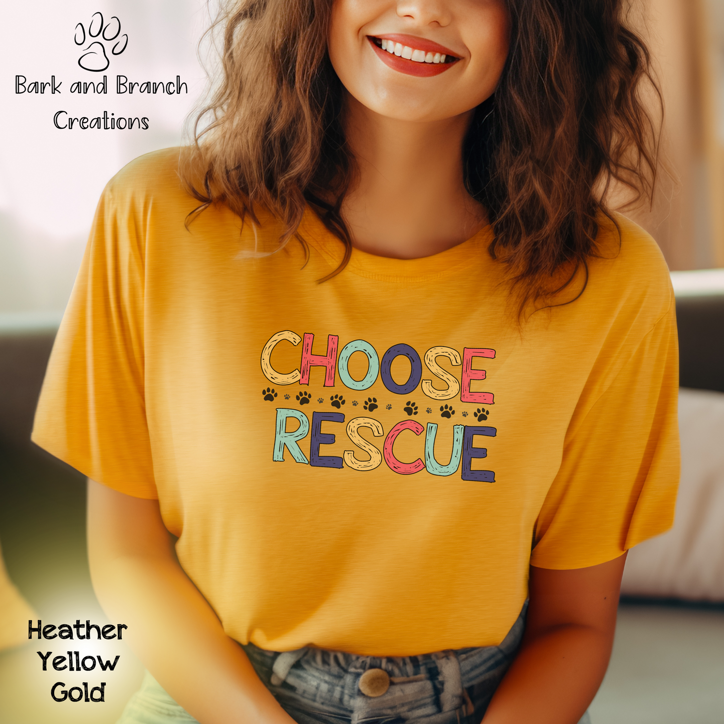 Choose Rescue Unisex Short Sleeve Tee | Support Animal Rescue | Dog Mom Dad Gift | Cat Lover T-Shirt | Make a Difference!