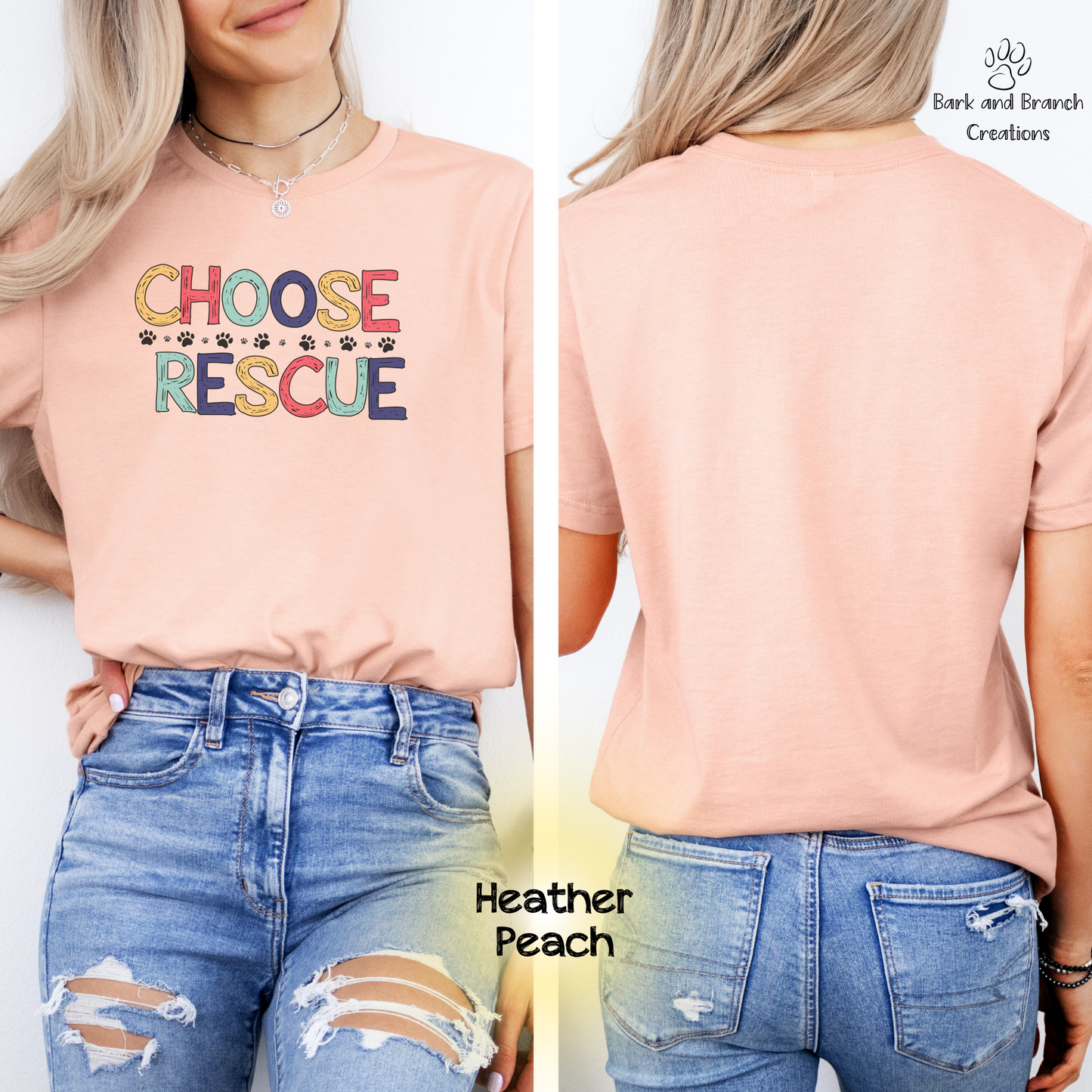 Choose Rescue Unisex Short Sleeve Tee | Support Animal Rescue | Dog Mom Dad Gift | Cat Lover T-Shirt | Make a Difference!