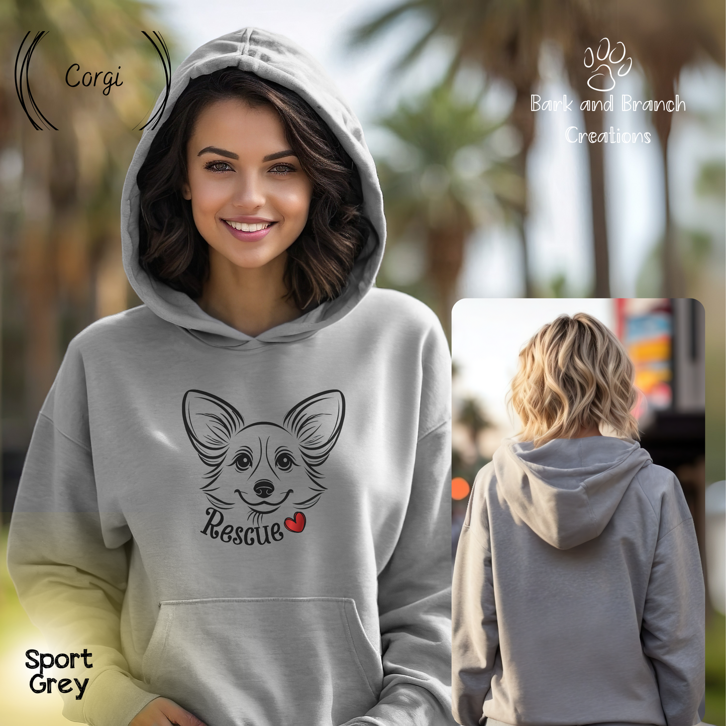 Rescue Dog Line Sketch Hooded Sweatshirt | Many Breed Choices | Perfect Soft Hoodie | Gift for Dog Lovers | Adopt Don’t Shop | Support Rescue Efforts