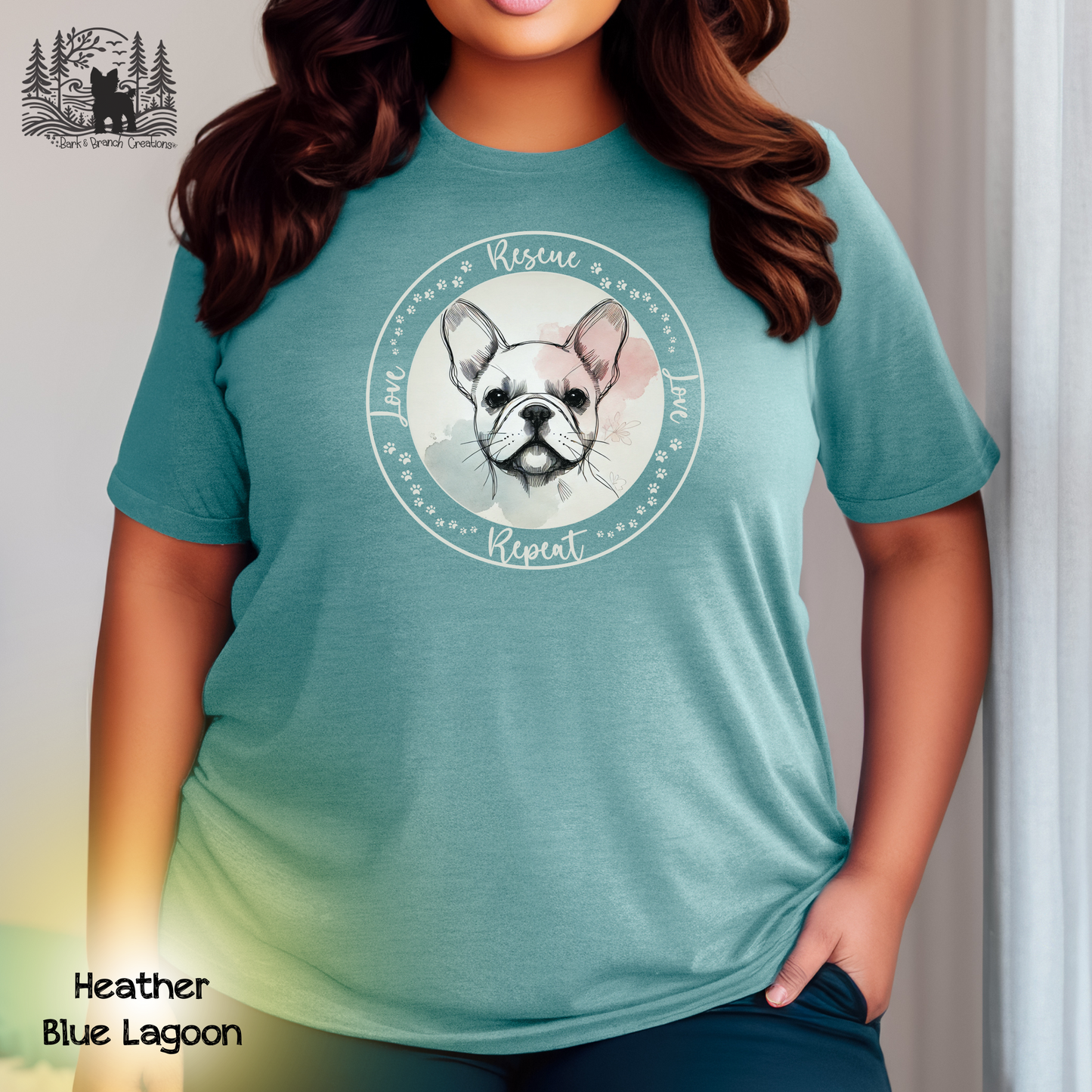 Rescue Love Repeat Soft T-Shirt | Variety of Breeds | Dog Mom Dad Gift | Dog Lover | Support Rescue Efforts