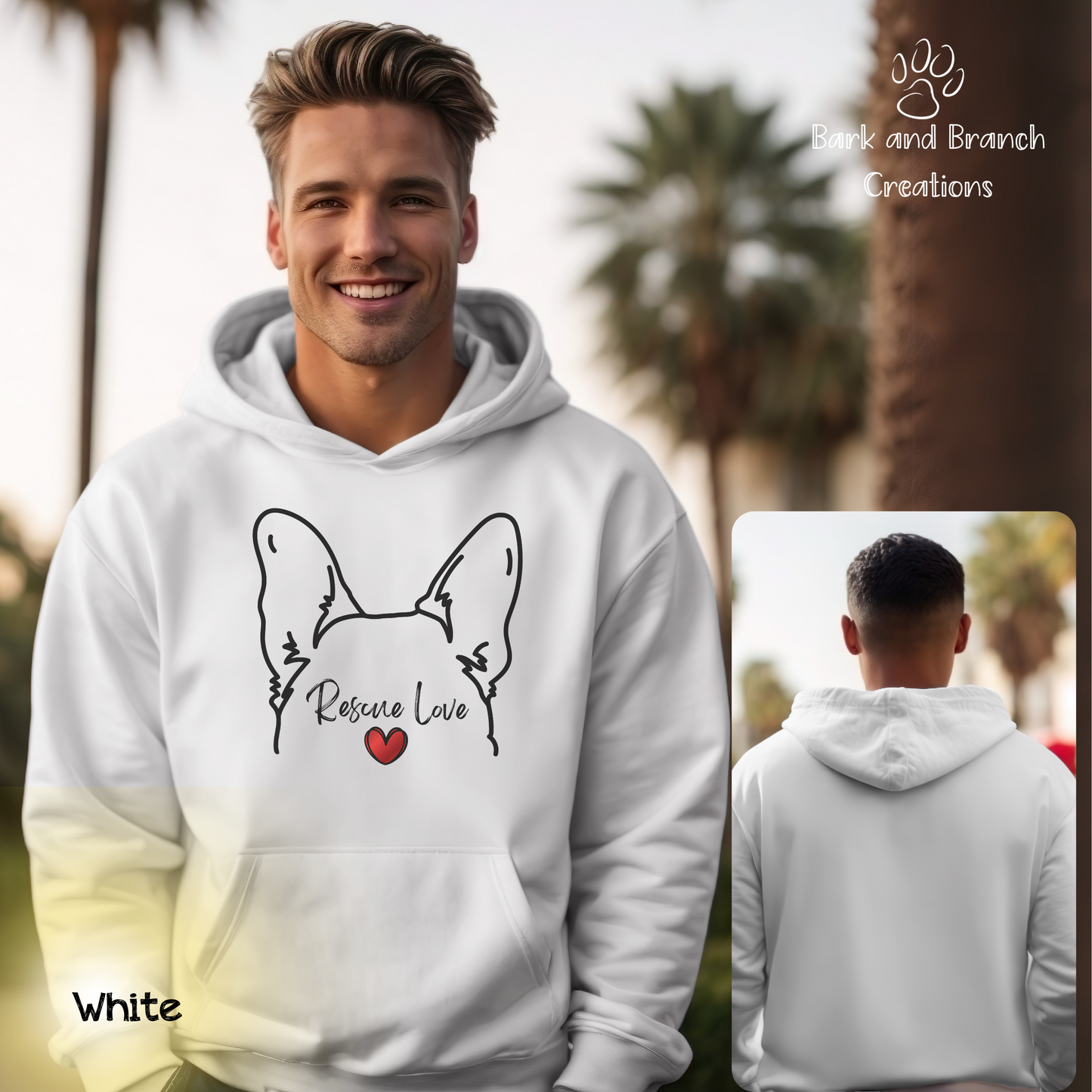 Rescue Love German Shepherd Hoodie | Rescue Dog | Dog Mom | Dog Dad | Dog Lover Gift | Adopt Hooded Sweatshirt | Support Rescue Efforts