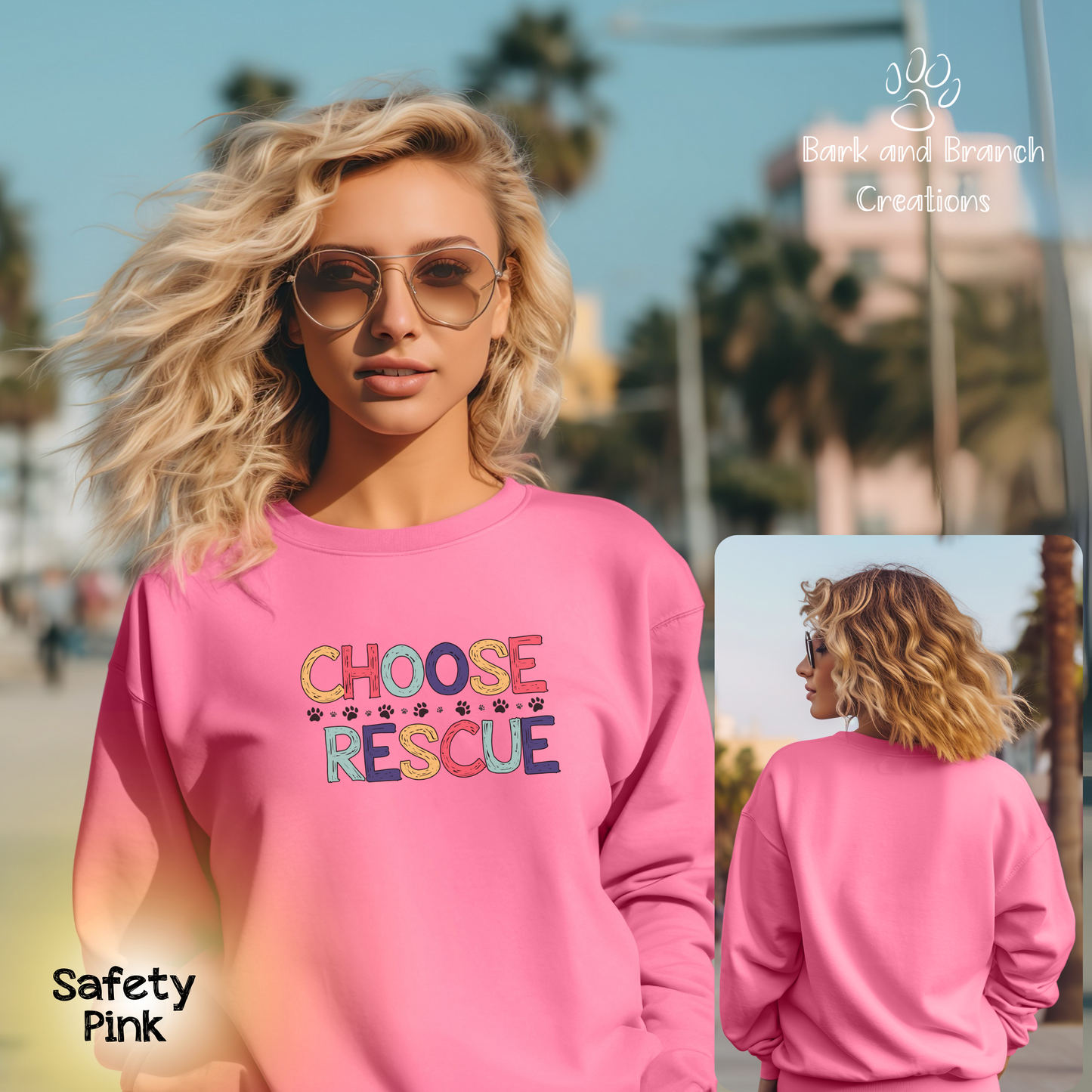 Choose Rescue Unisex Crewneck Sweatshirt | Support Animal Rescue | Dog Mom Dad Gift | Cat Lover Sweatshirt | Make a Difference!