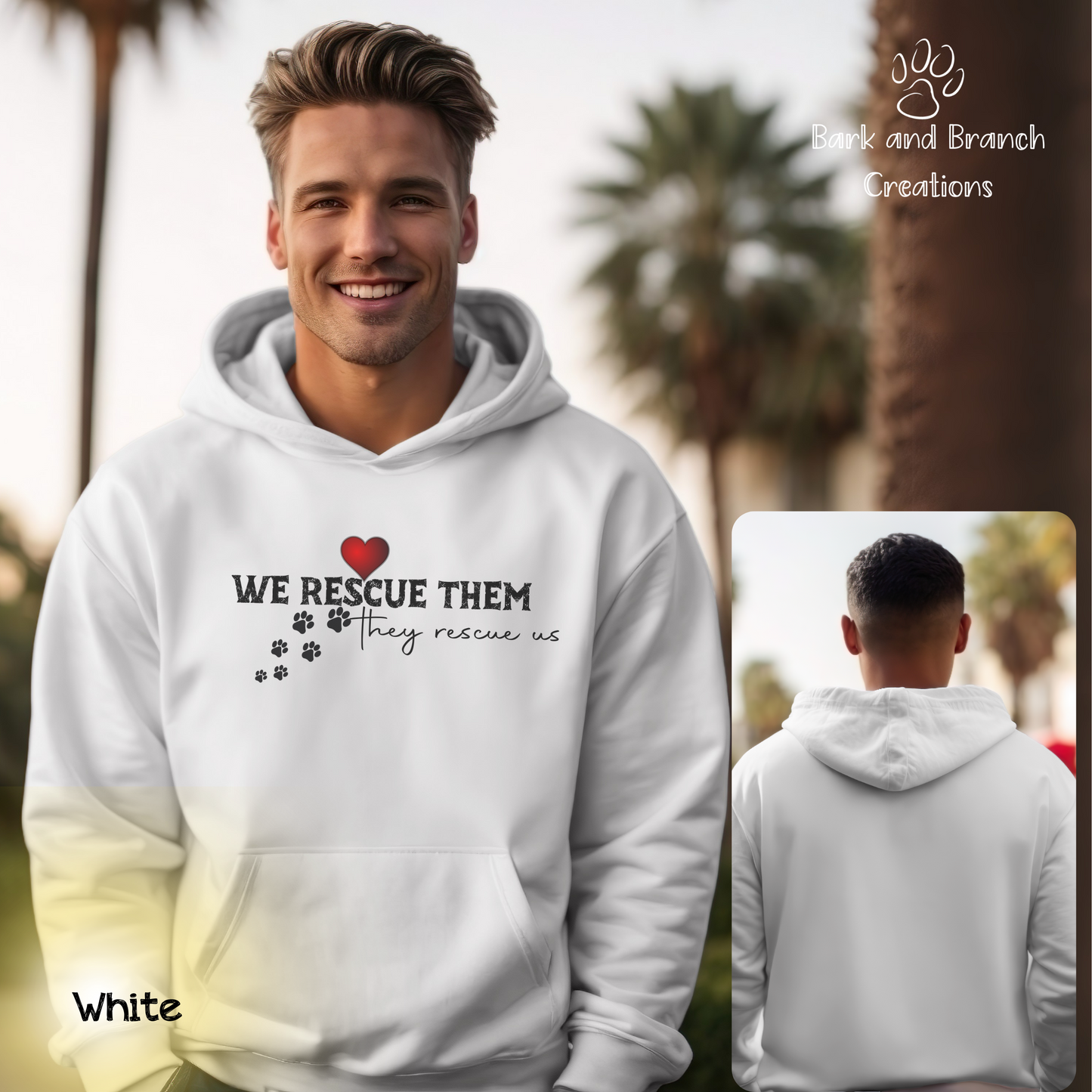 We Rescue Them They Rescue Us Hoodie | Cozy Animal Lover Hoodie | Rescue Dog Cat Sweatshirt | Dog Dad | Dog Mom Gift | Support Dog Rescue