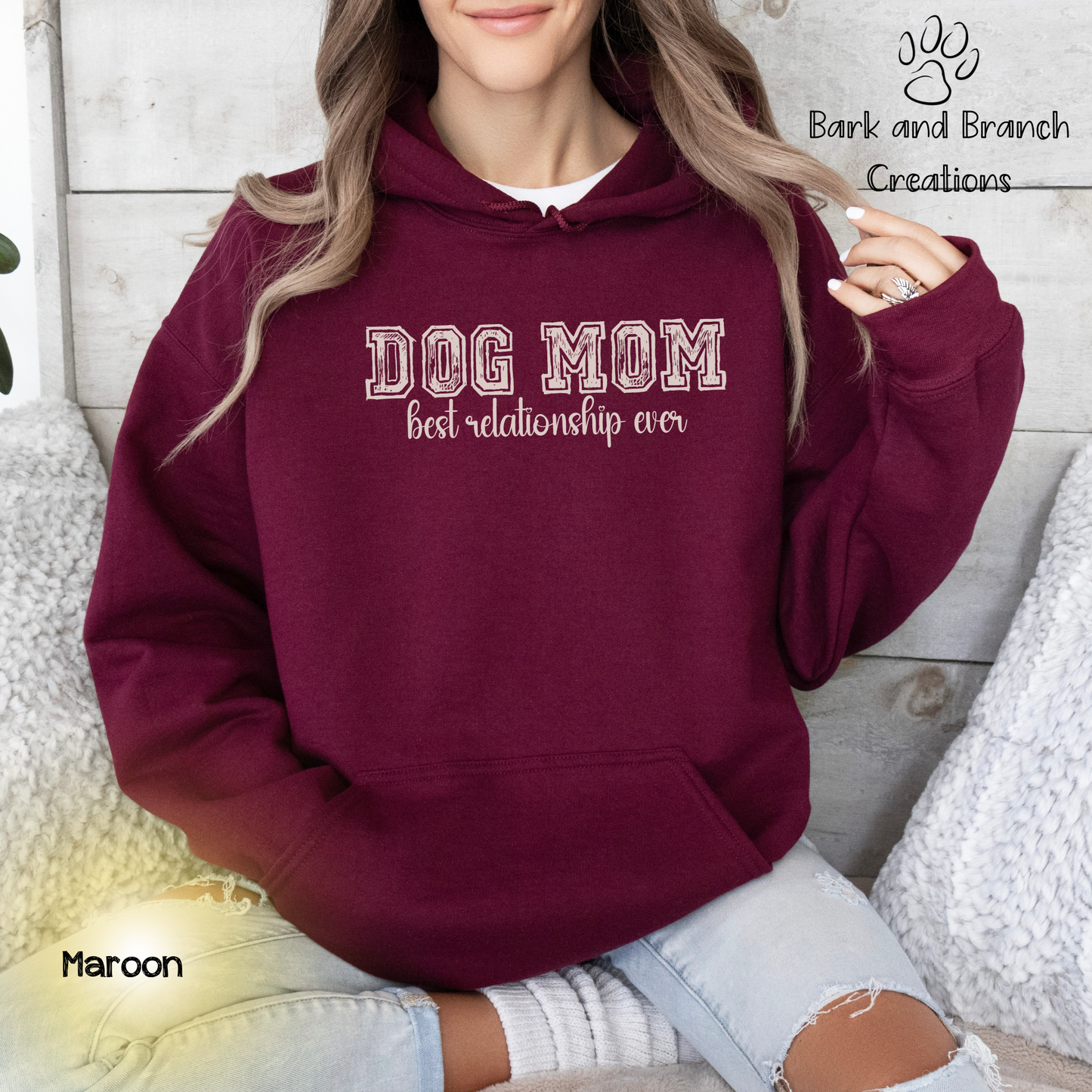 Dog Mom Best Relationship Ever Hooded Sweatshirt | Mother’s Day Gift | Dog Lover Hoodie | Support Rescue Efforts