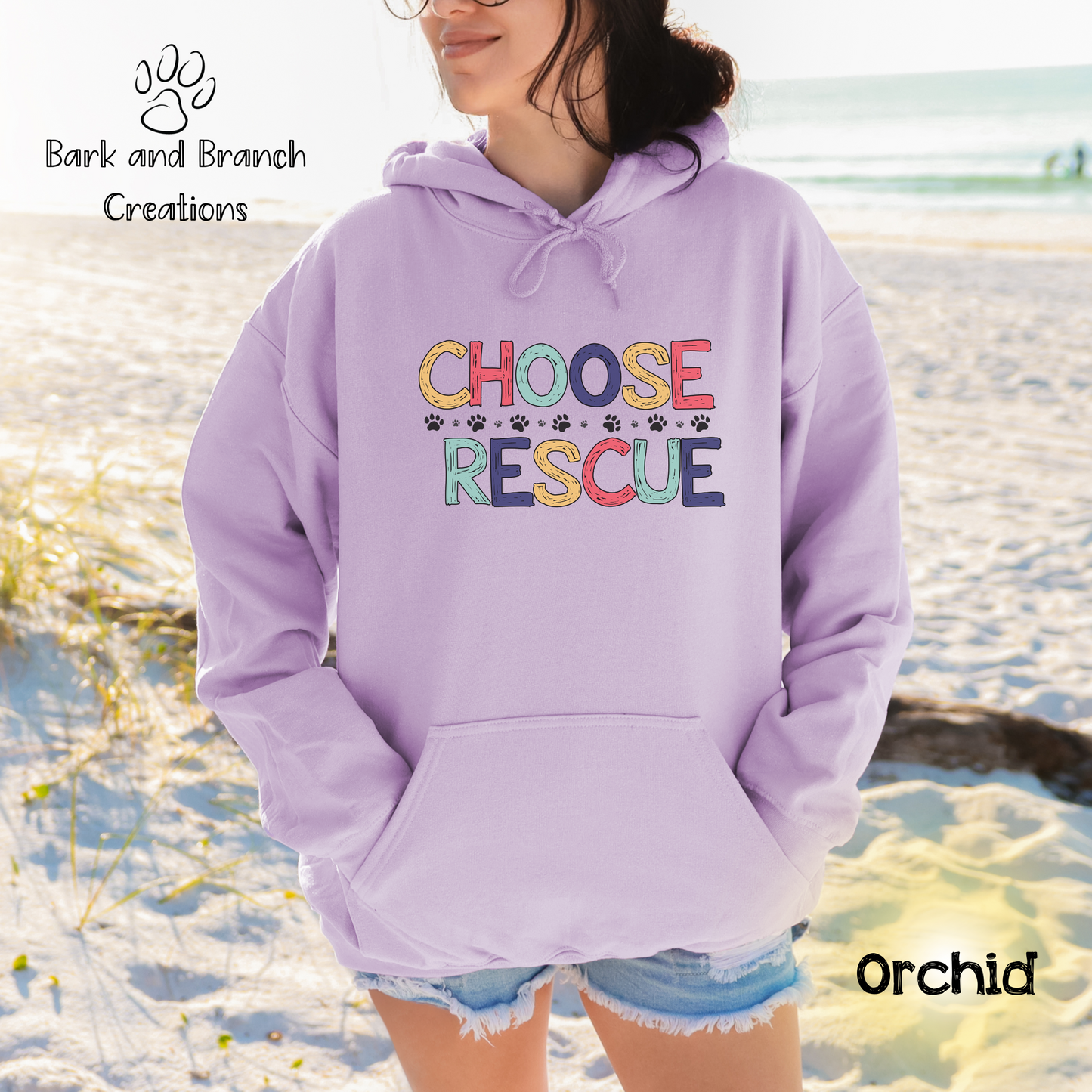 Choose Rescue Unisex Hooded Sweatshirt | Support Animal Rescue | Dog Mom Dad Gift | Cat Lover Hoodie | Make a Difference!