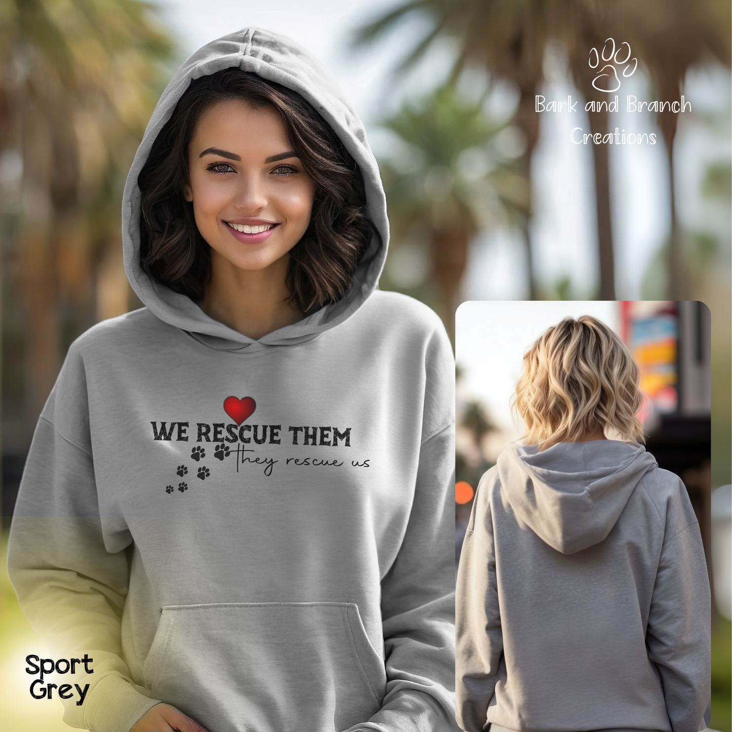 We Rescue Them They Rescue Us Hoodie | Cozy Animal Lover Hoodie | Rescue Dog Cat Sweatshirt | Dog Dad | Dog Mom Gift | Support Dog Rescue