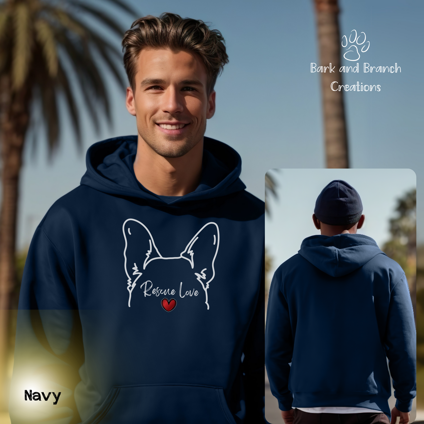 Rescue Love German Shepherd Hoodie | Rescue Dog | Dog Mom | Dog Dad | Dog Lover Gift | Adopt Hooded Sweatshirt | Support Rescue Efforts