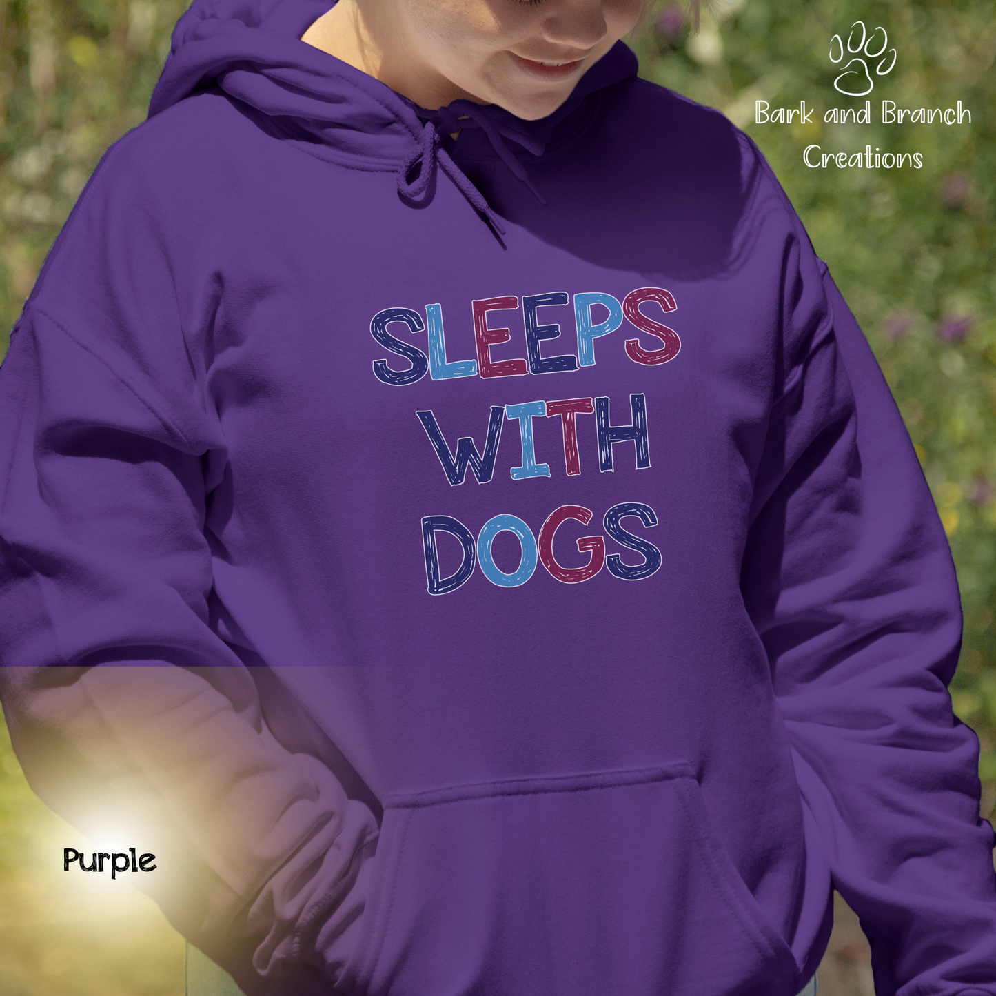 Sleeps With Dogs Hooded Sweatshirt | Funny Dog Mom Hoodie | Dog Dad Sweatshirt | Dog Lover Gift | Support Rescue Efforts