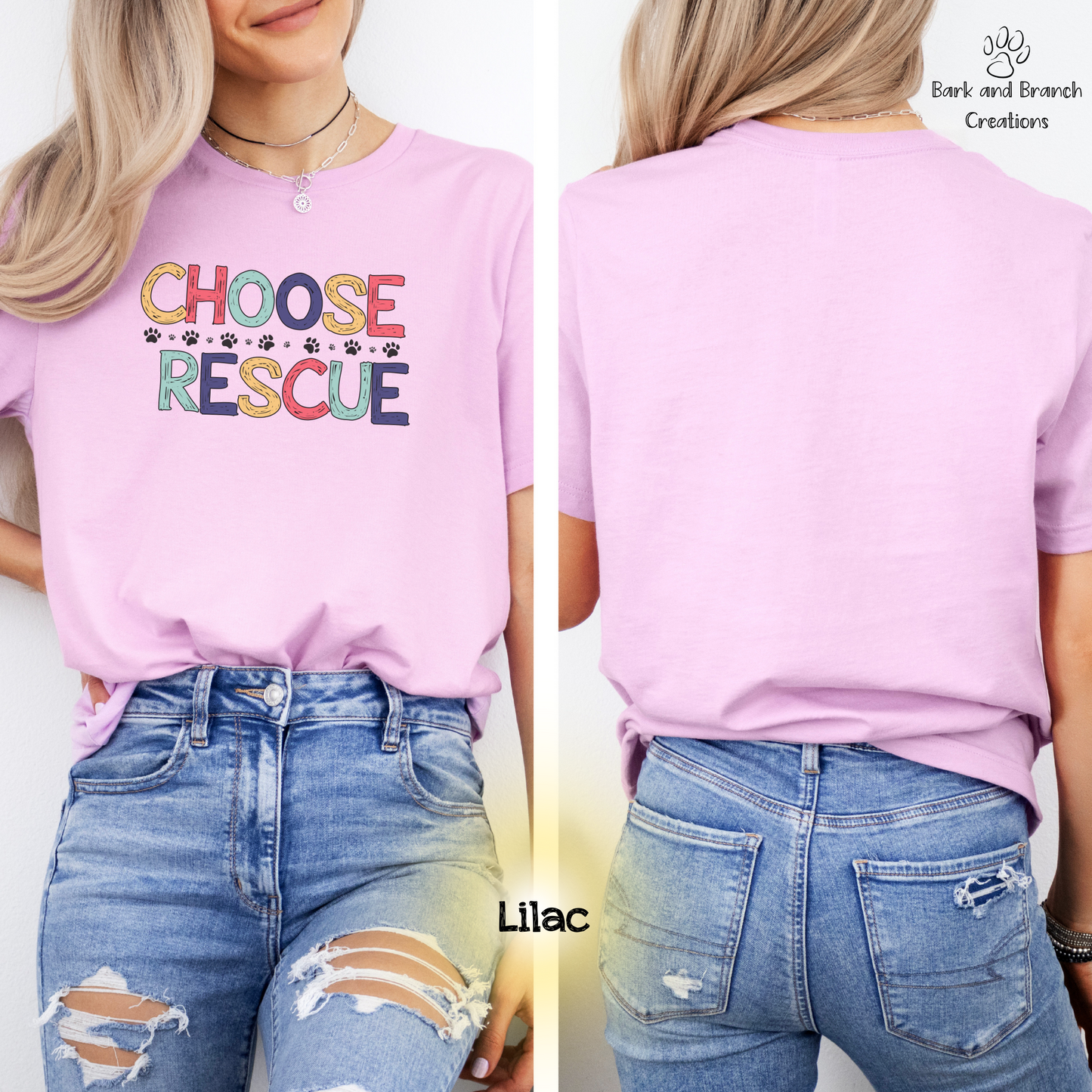 Choose Rescue Unisex Short Sleeve Tee | Support Animal Rescue | Dog Mom Dad Gift | Cat Lover T-Shirt | Make a Difference!