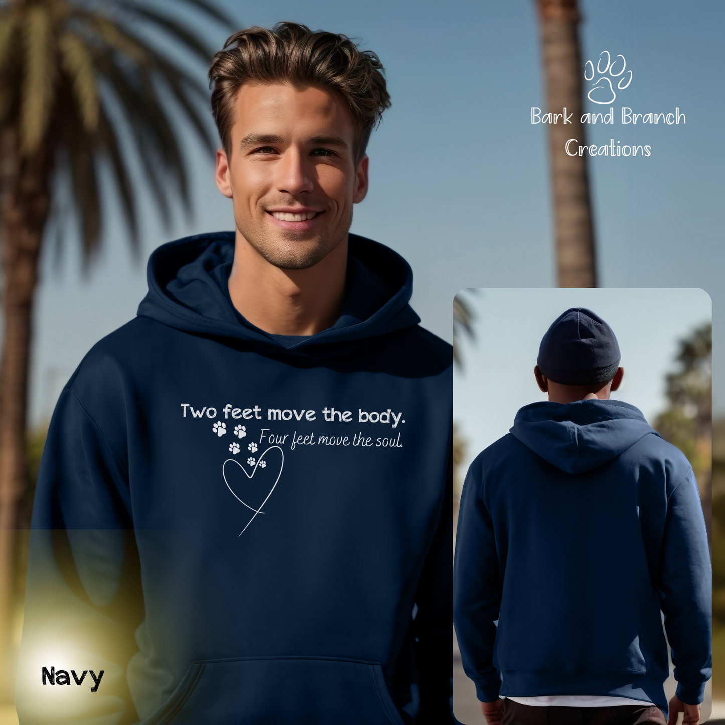 Two Feet Move the Body | Four Feet Move the Soul | Soft Hoodie | Dog Lover | Dog Mom | Dog Dad | Gift | Support Rescue Efforts