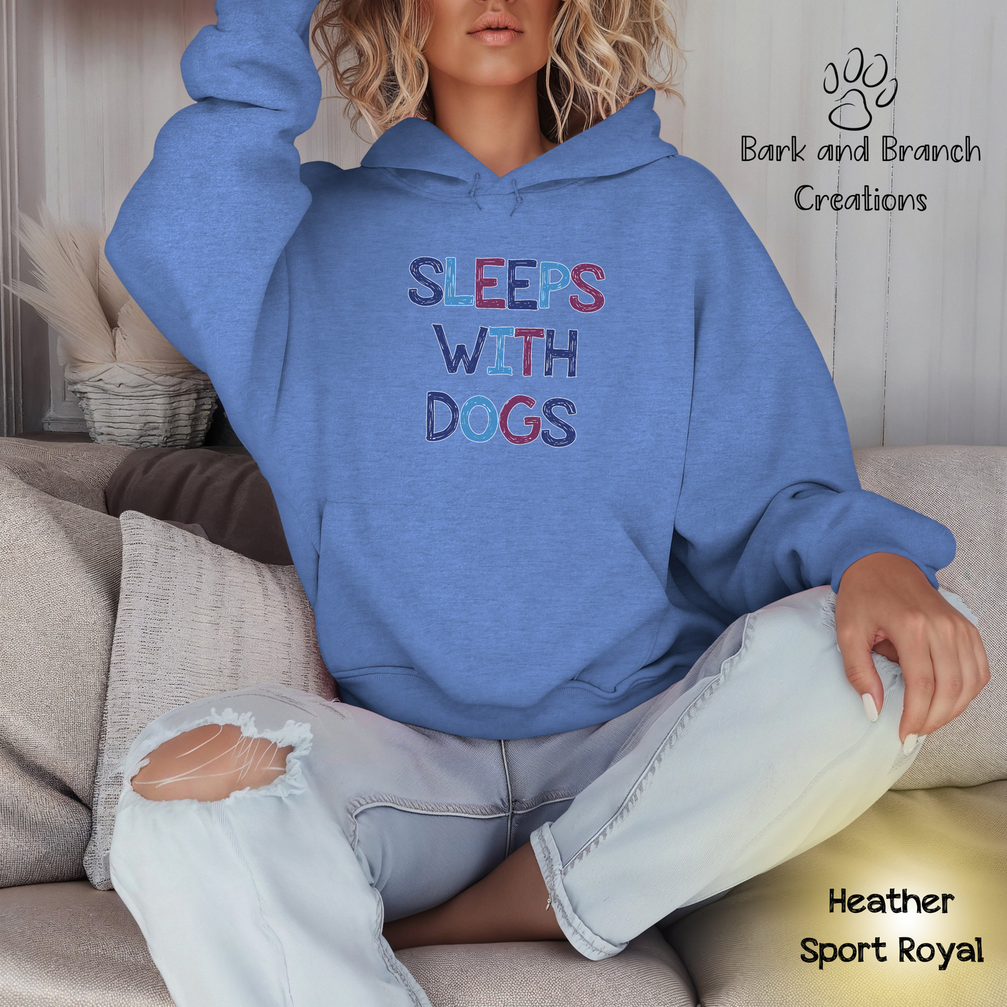 Sleeps With Dogs Hooded Sweatshirt | Funny Dog Mom Hoodie | Dog Dad Sweatshirt | Dog Lover Gift | Support Rescue Efforts