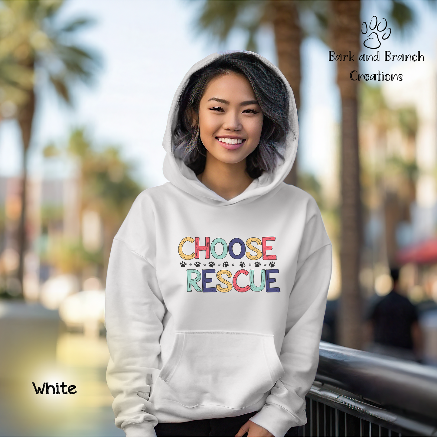 Choose Rescue Unisex Hooded Sweatshirt | Support Animal Rescue | Dog Mom Dad Gift | Cat Lover Hoodie | Make a Difference!