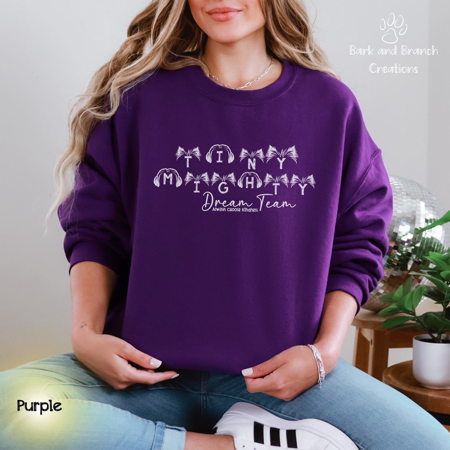 Tiny Mighty Dream Team | Ears of Love | Soft Crew Sweatshirt | Support Rescue Efforts | Dog Lover Gift