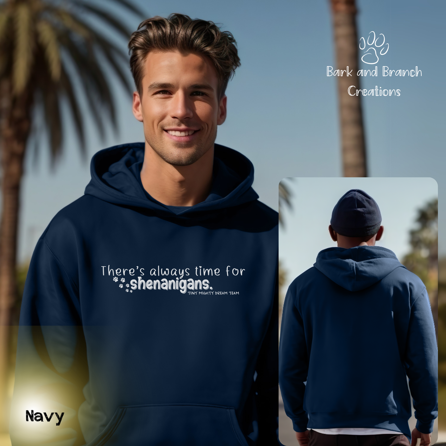 Tiny Mighty Dream Team | Always Time for Shenanigans | Support Puppy Mill Rescue | Soft Hoodie | Hooded Sweatshirt