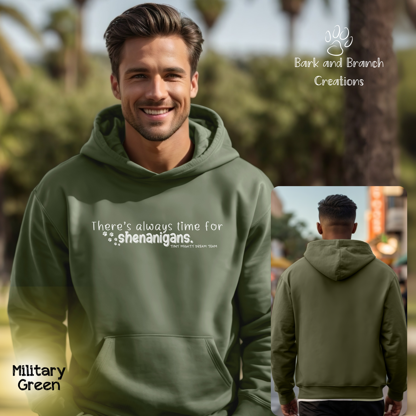 Tiny Mighty Dream Team | Always Time for Shenanigans | Support Puppy Mill Rescue | Soft Hoodie | Hooded Sweatshirt