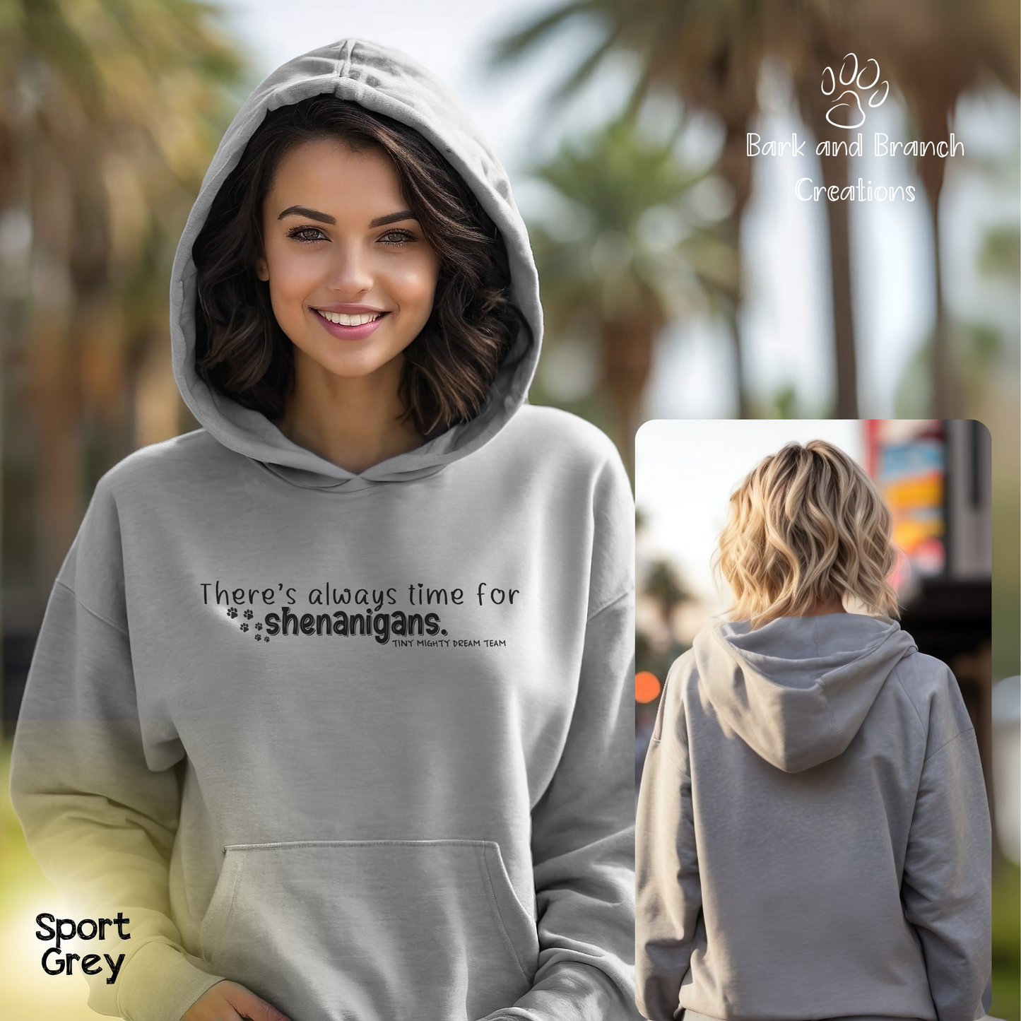 Tiny Mighty Dream Team | Always Time for Shenanigans | Support Puppy Mill Rescue | Soft Hoodie | Hooded Sweatshirt