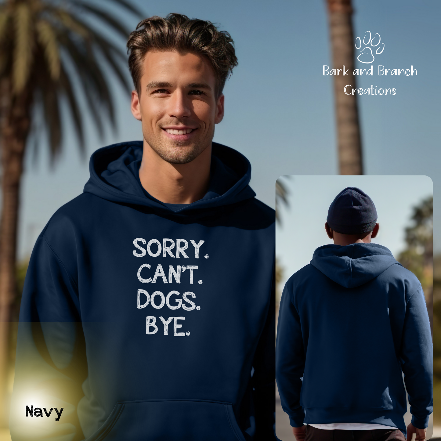 Funny Dog Hoodie for Humans | Sorry. Dogs. Can’t. Bye. | Dog Lover Gift | Dog Mom | Dog Dad | Support Puppy Mill Rescue Efforts