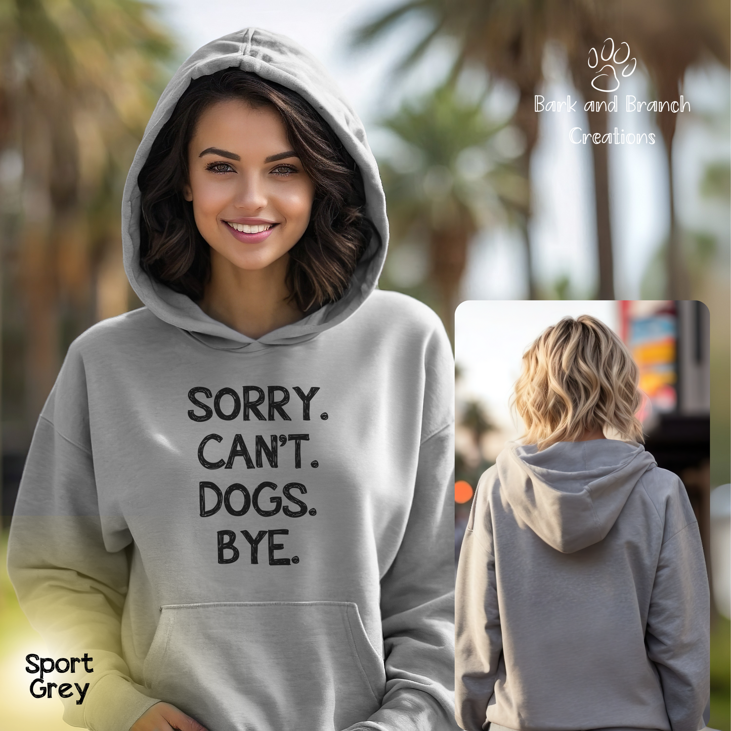 Funny Dog Hoodie for Humans | Sorry. Dogs. Can’t. Bye. | Dog Lover Gift | Dog Mom | Dog Dad | Support Puppy Mill Rescue Efforts