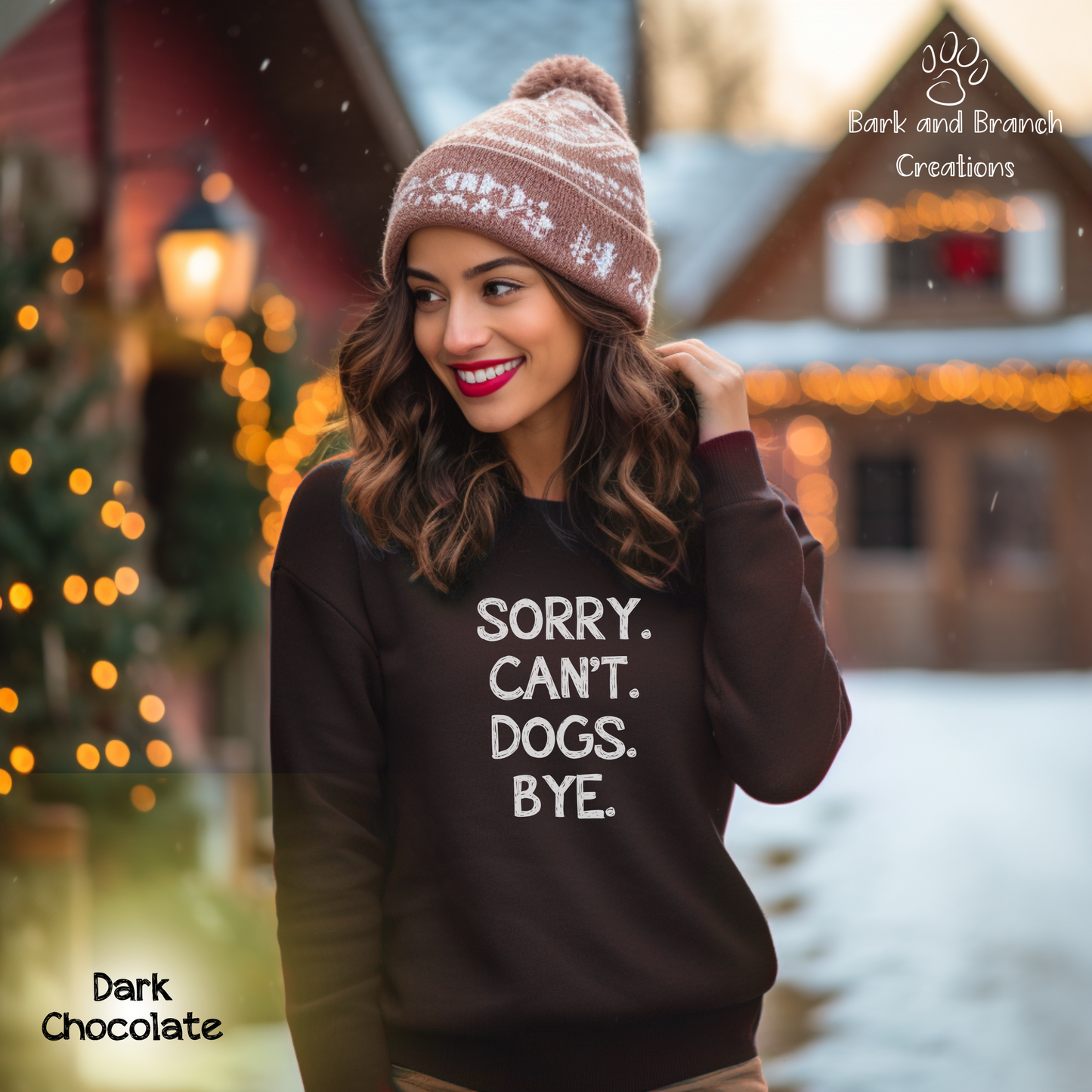 Funny Dog Crew Sweatshirt | Sorry. Dogs. Can’t. Bye. | Dog Lover Gift | Dog Mom | Dog Dad | Support Puppy Mill Rescue Efforts