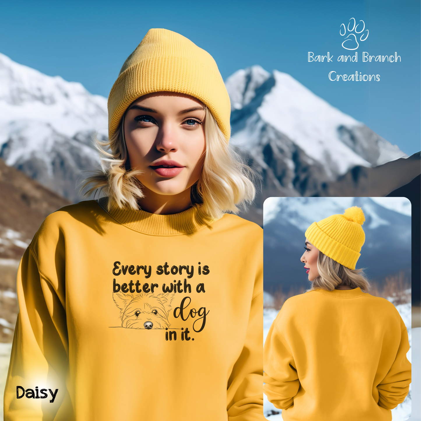 Adorable Sweatshirt | Every Story is Better with a Dog In It | Dog Lover Gift | Dog Mom | Dog Dad | Soft Crewneck Sweatshirt | Support Puppy Mill Rescue