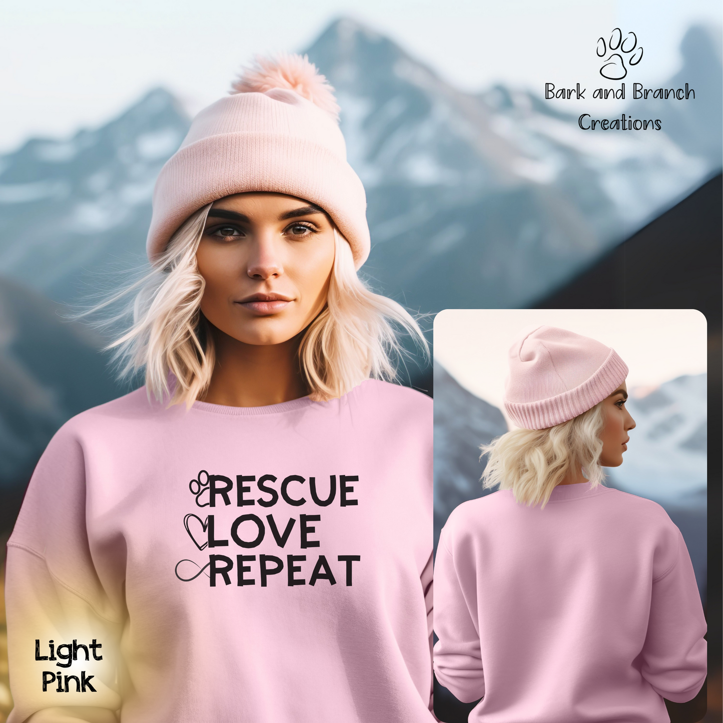 Rescue Love Repeat | Soft Crewneck Sweatshirt | Rescue Dogs | Support Puppy Mill Rescue Efforts | Dog Lover | Dog Mom | Dog Dad