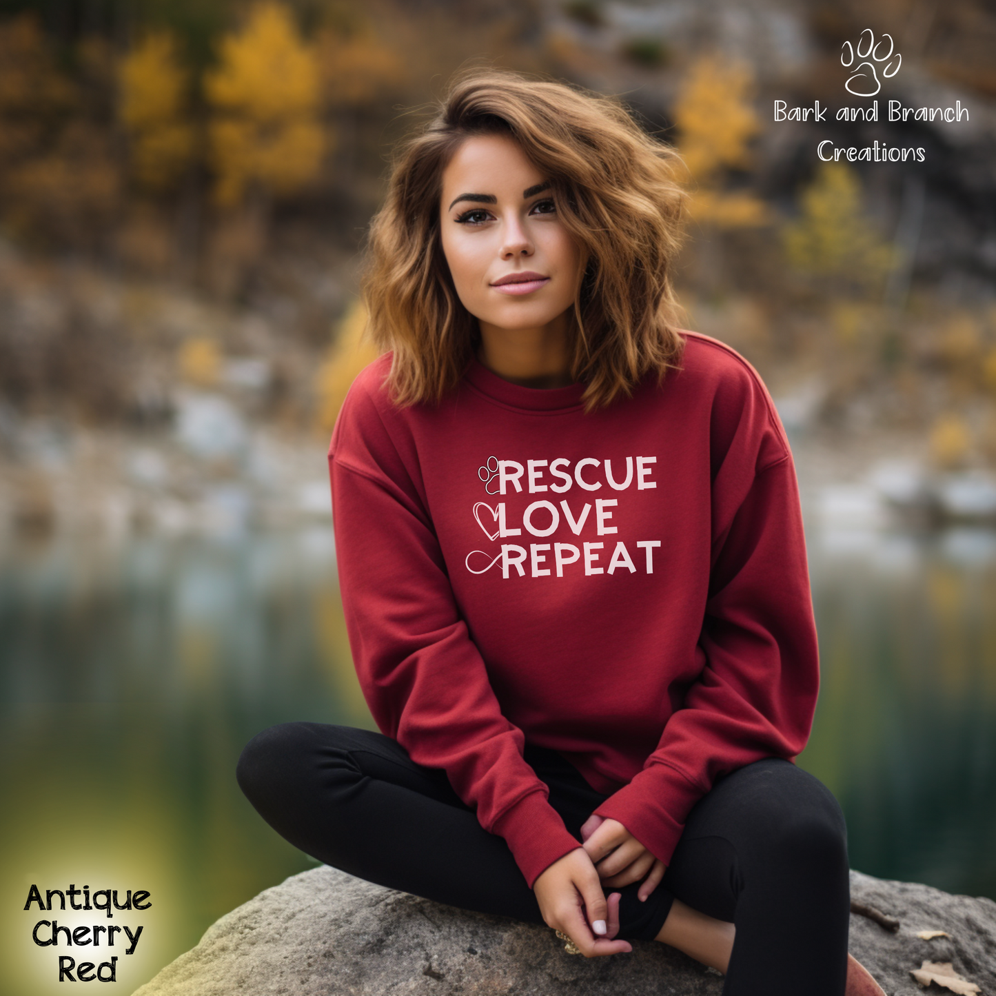 Rescue Love Repeat | Soft Crewneck Sweatshirt | Rescue Dogs | Support Puppy Mill Rescue Efforts | Dog Lover | Dog Mom | Dog Dad