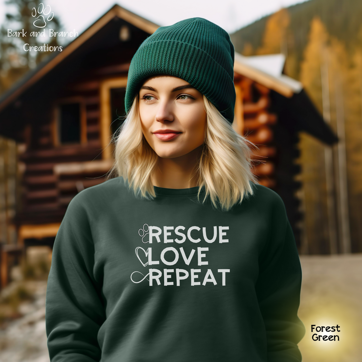 Rescue Love Repeat | Soft Crewneck Sweatshirt | Rescue Dogs | Support Puppy Mill Rescue Efforts | Dog Lover | Dog Mom | Dog Dad